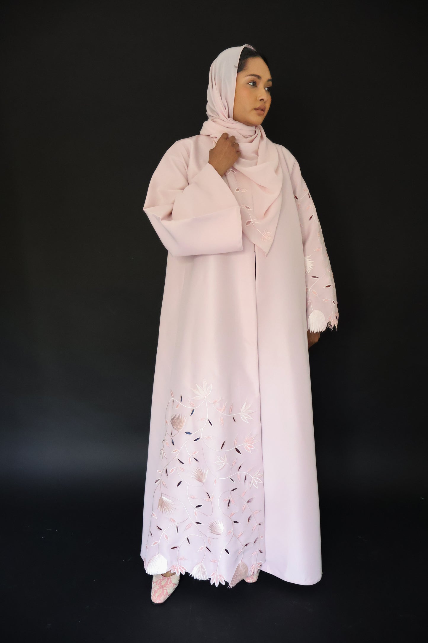 Tamara Pink Bridal Satin Overcoat and Shawl