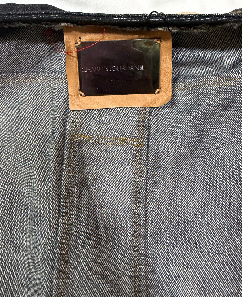 Charles Jourdain Collarless Denim Trucker Jacket