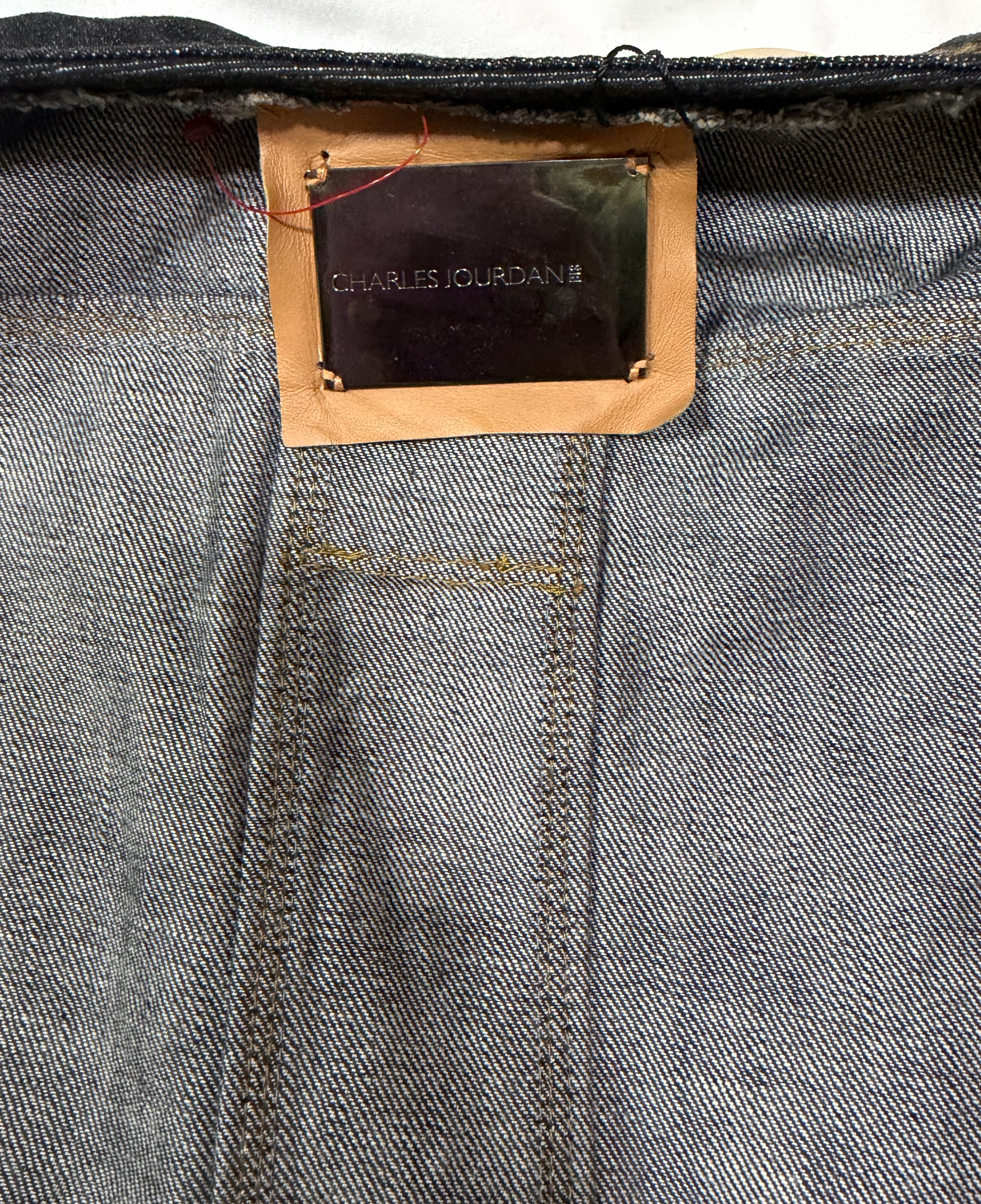 Charles Jourdain Collarless Denim Trucker Jacket
