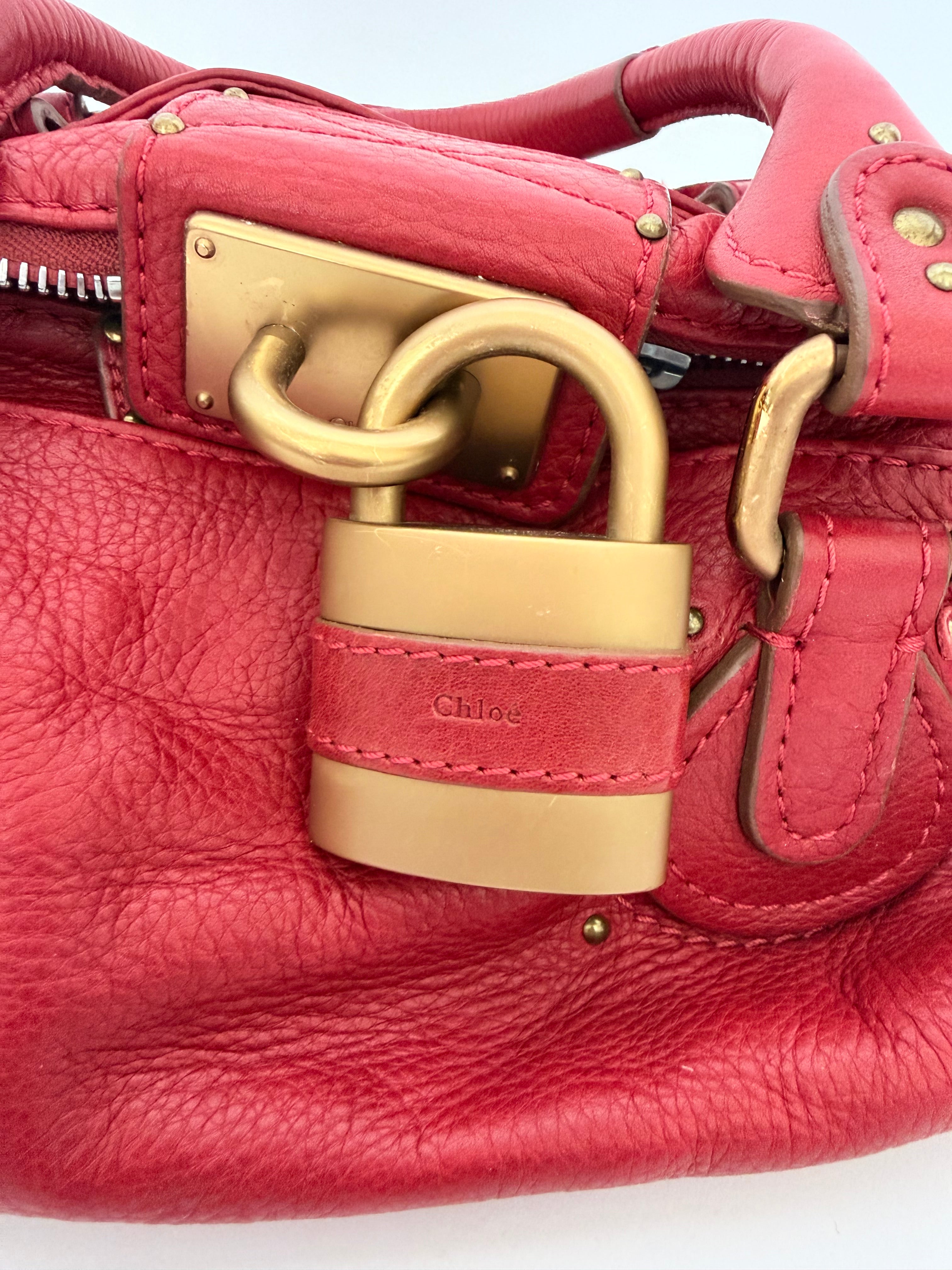 Chloe Paddington Lock Bag in Red