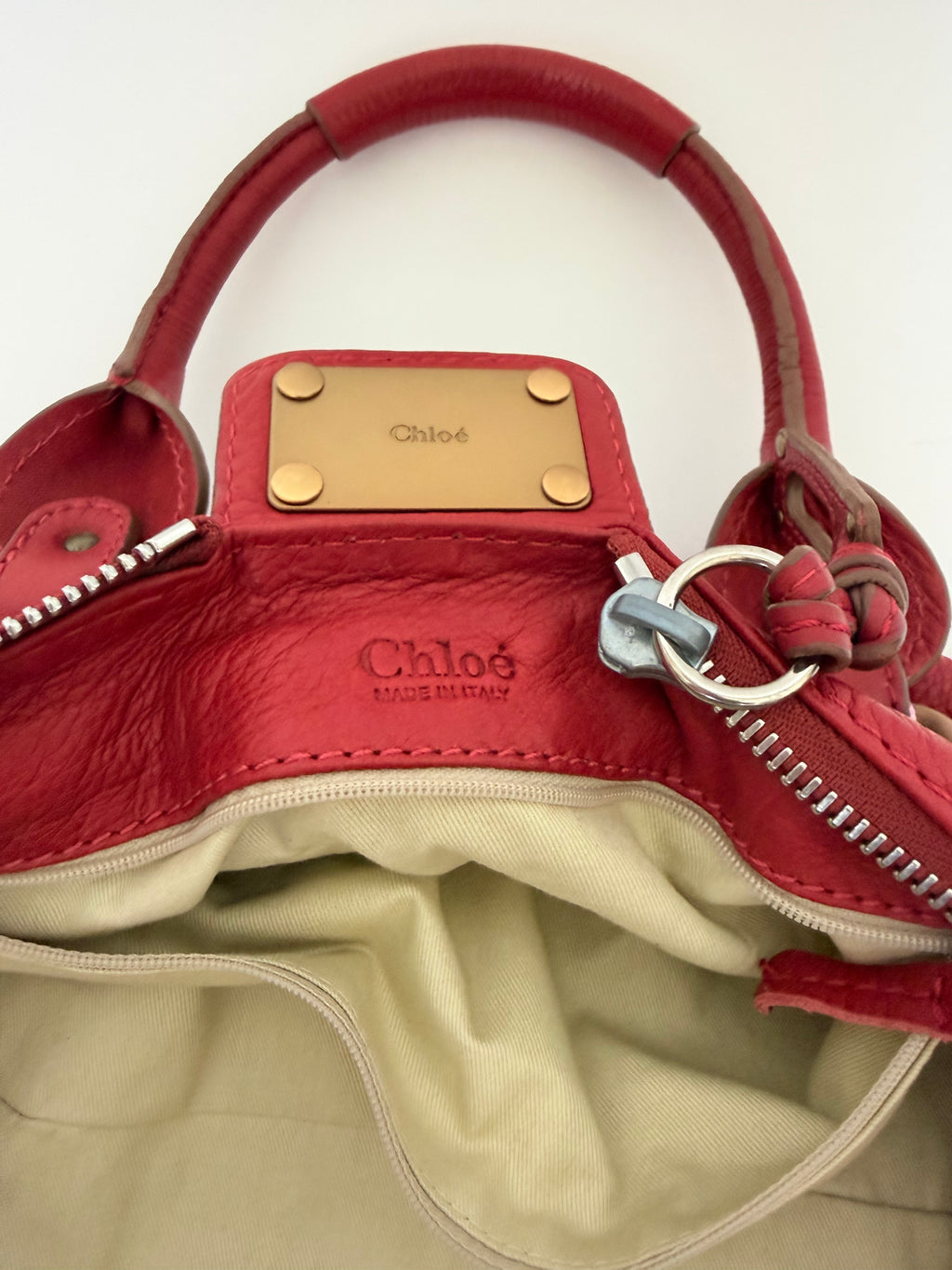 Chloe Paddington Lock Bag in Red