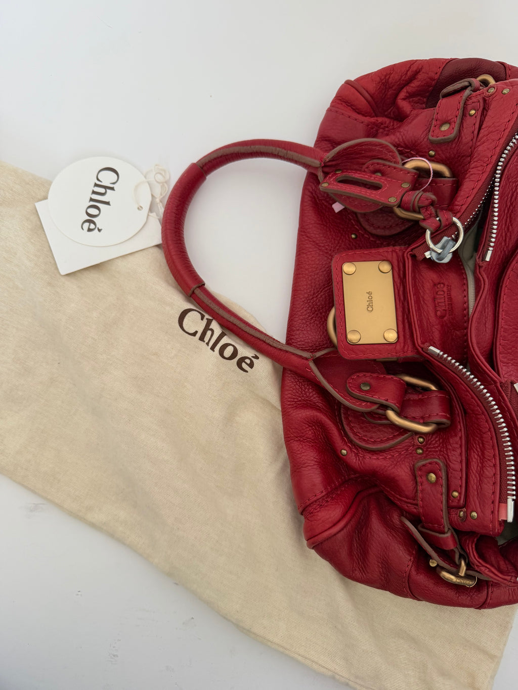 Chloe Paddington Lock Bag in Red