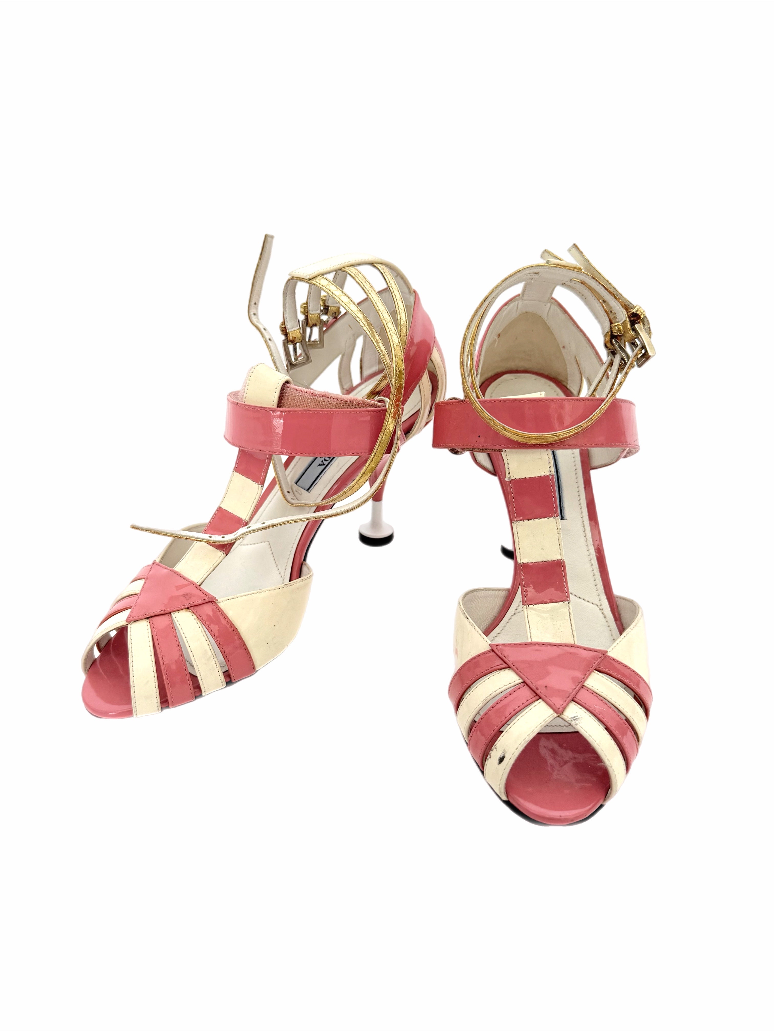 Prada SS16 Candy Striped Sandals in Size 37