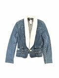 Dolce and Gabbana Denim Fitted Jacket with White Lapel