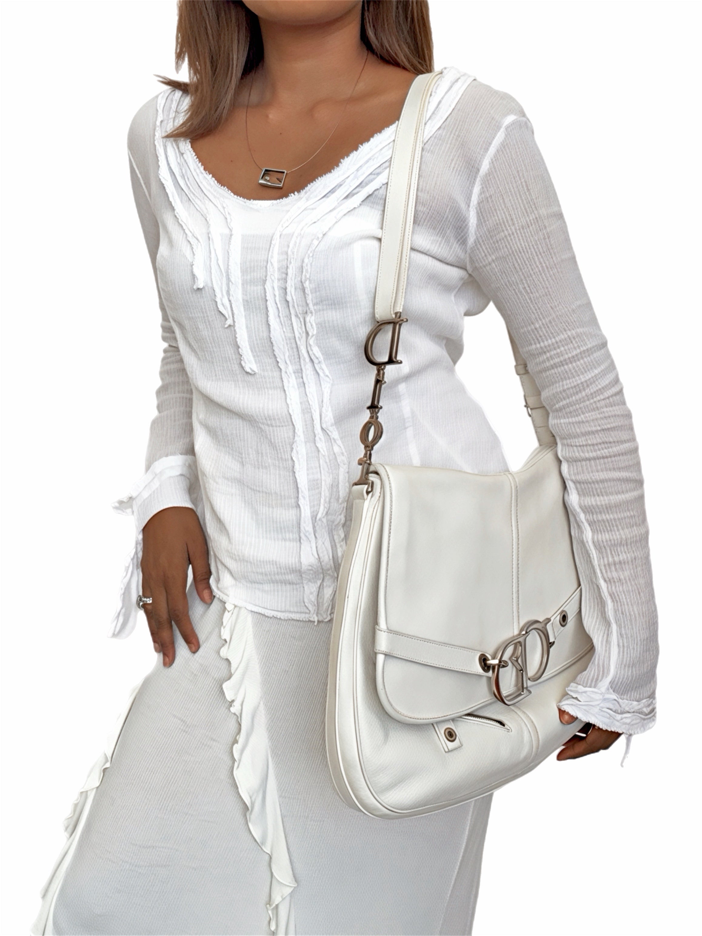 Christian Dior CD Messenger Bag in White