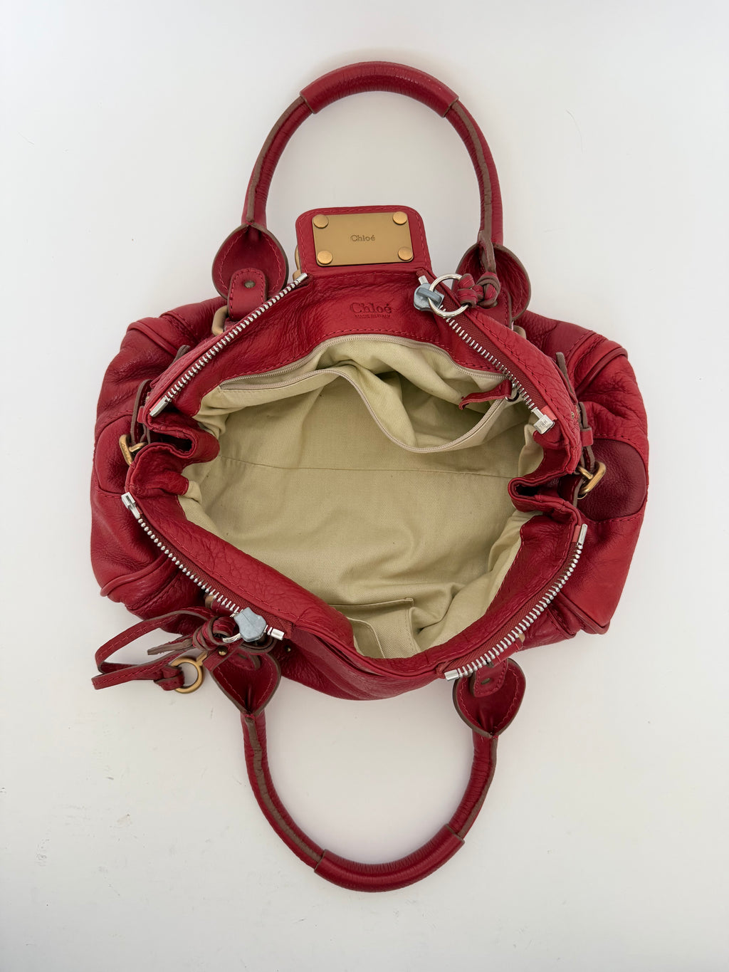 Chloe Paddington Lock Bag in Red