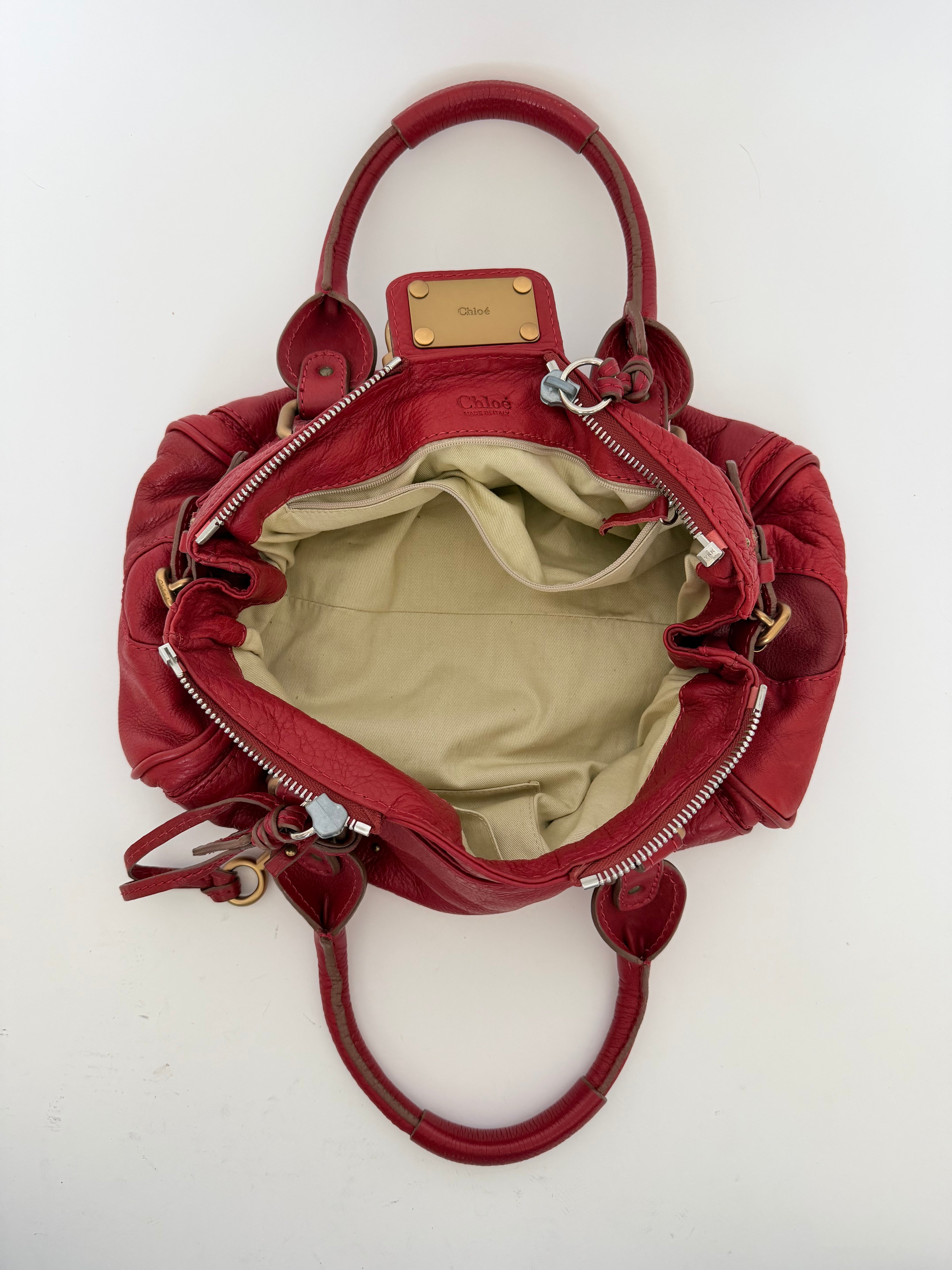 Chloe Paddington Lock Bag in Red