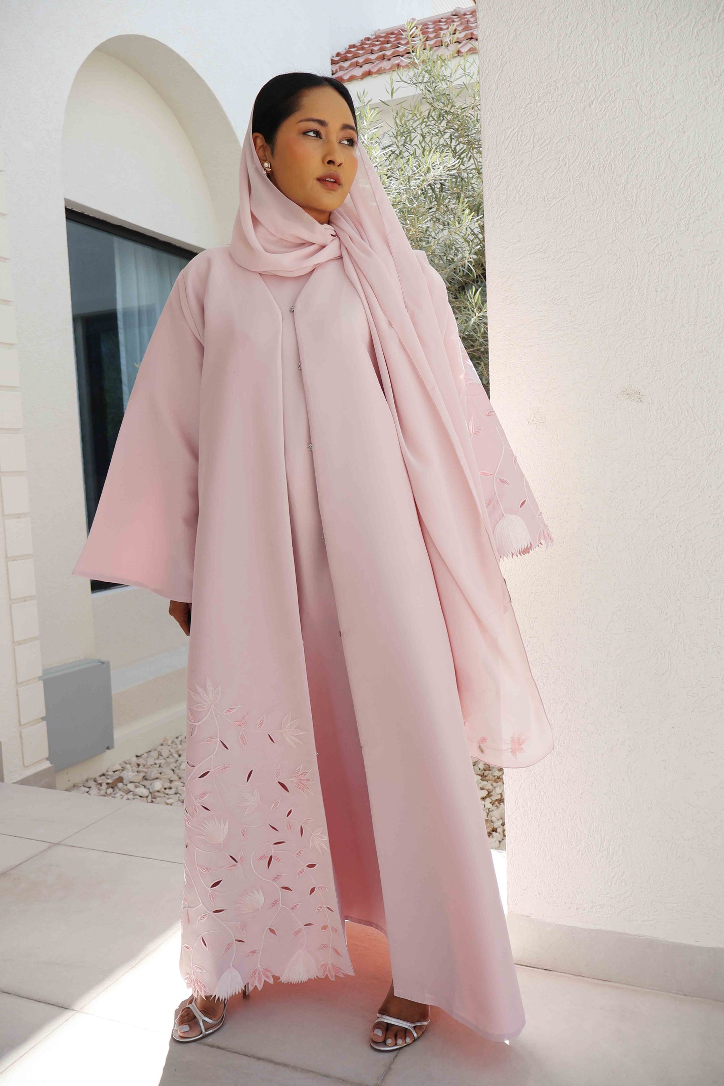 Tamara Pink Bridal Satin Overcoat and Shawl