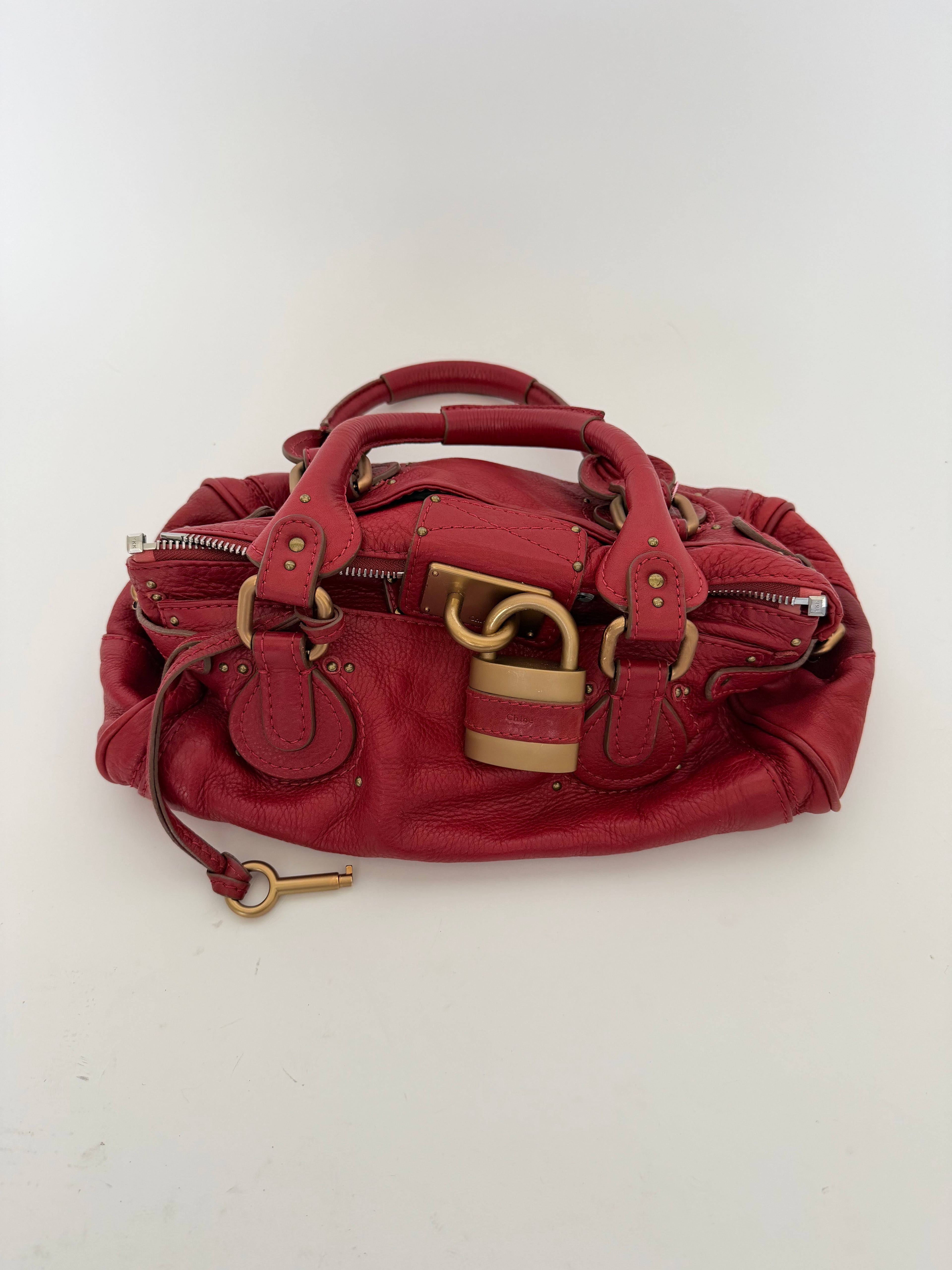 Chloe Paddington Lock Bag in Red