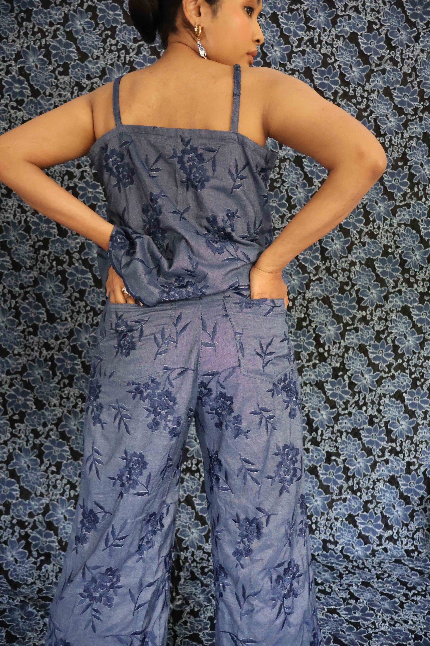 Floral Blue Dark Navy Set