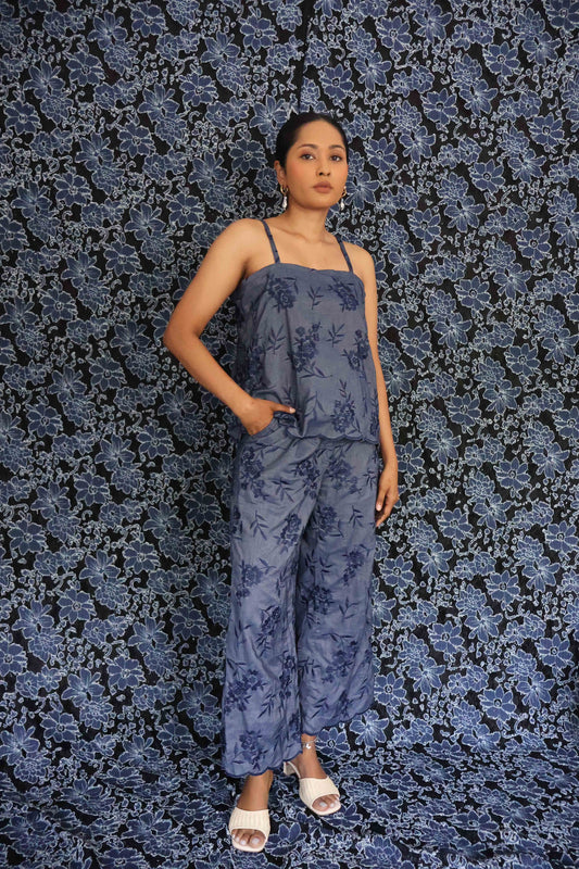 Floral Blue Dark Navy Set