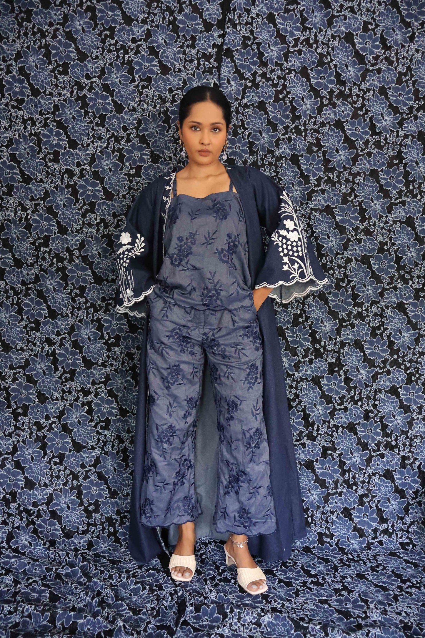 Floral Blue Dark Navy Set