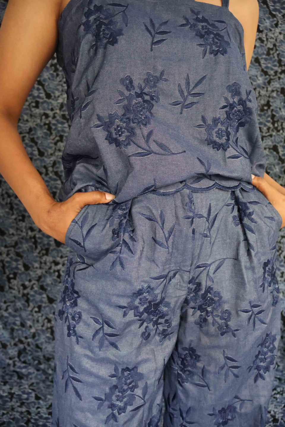 Floral Blue Dark Navy Set