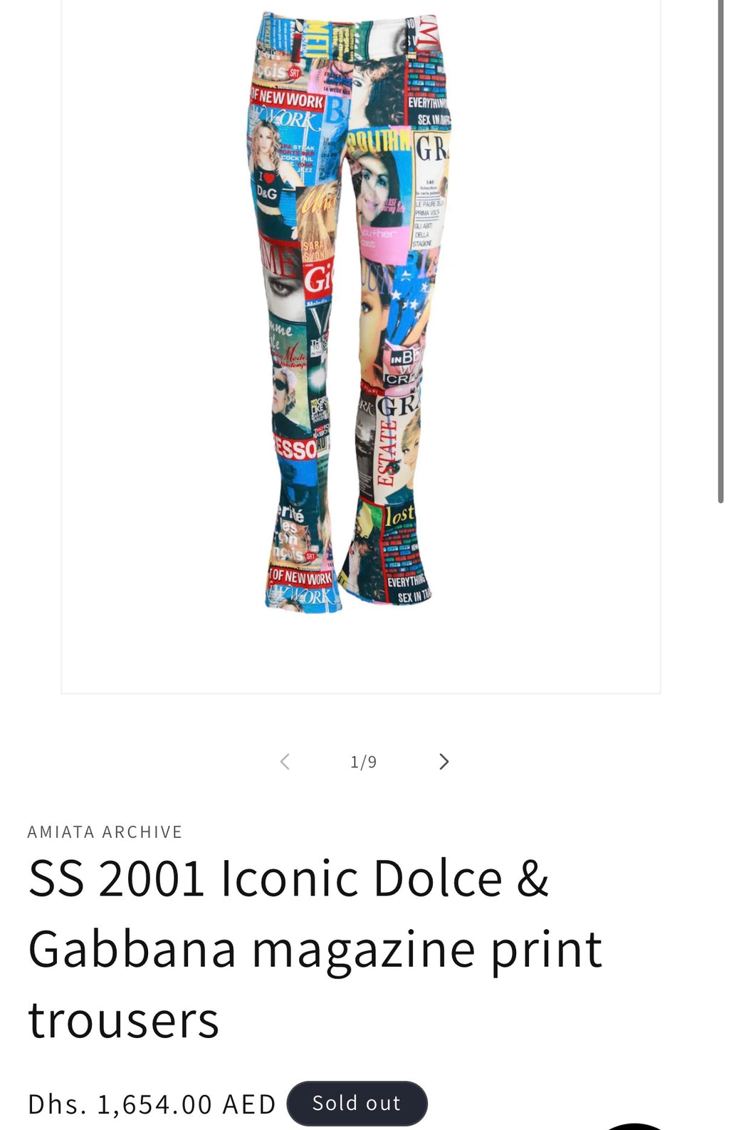 Dolce and Gabbana Magazine Cover Pants size 26