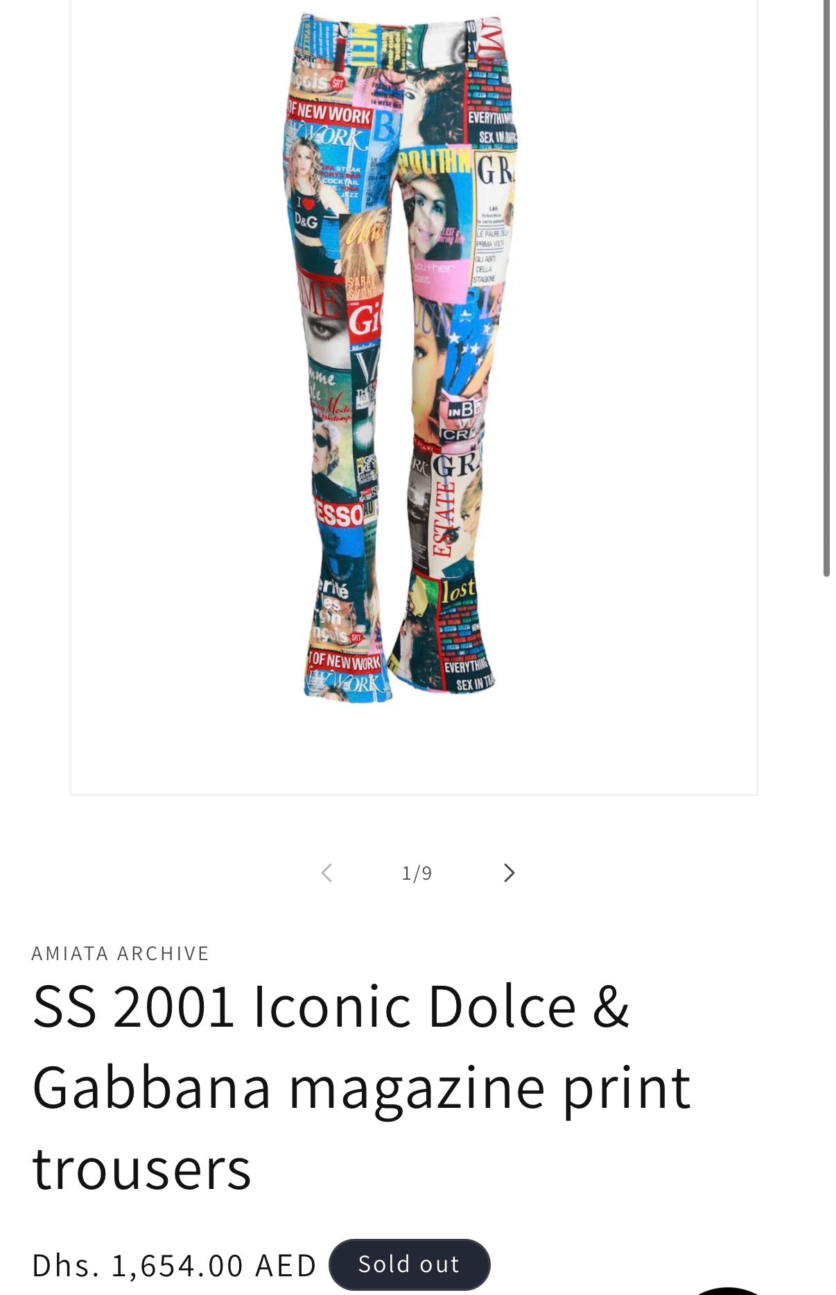 Dolce and Gabbana Magazine Cover Pants size 26