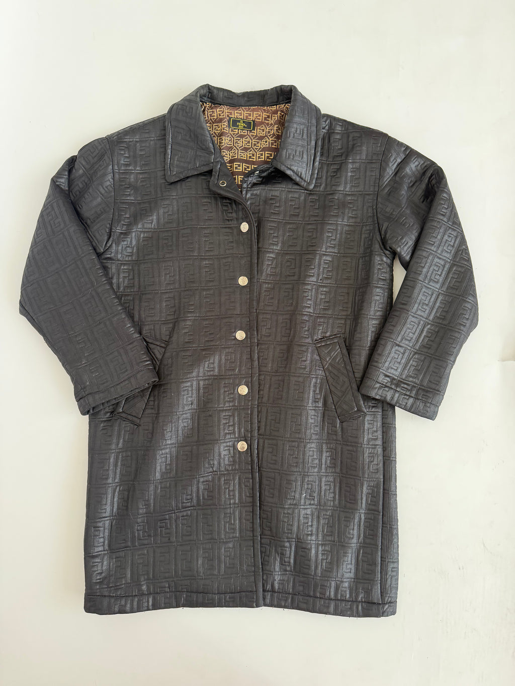 Fendi Mare FF Embossed Polyester Padded Outercoat