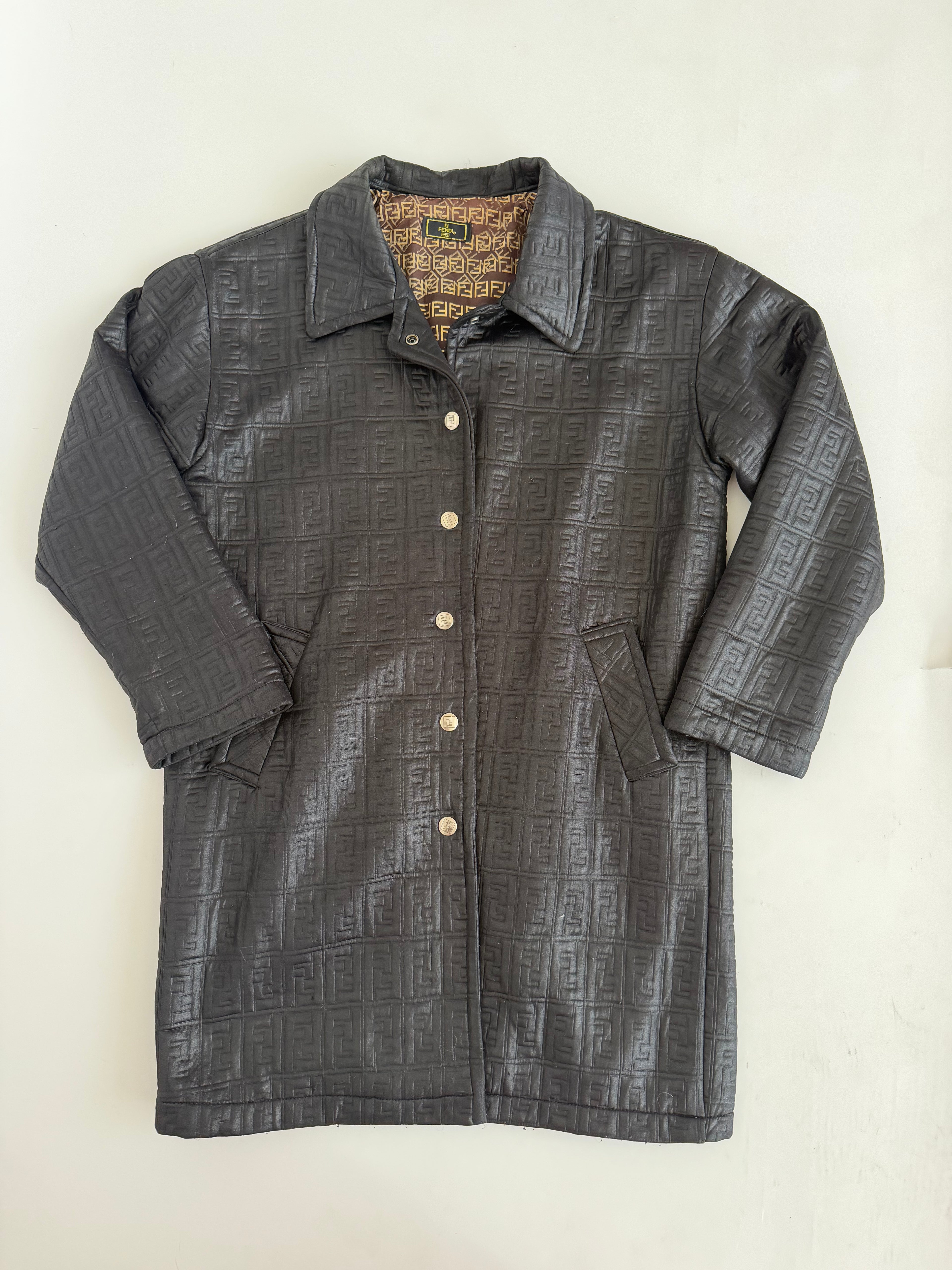 Fendi Mare FF Embossed Polyester Padded Outercoat