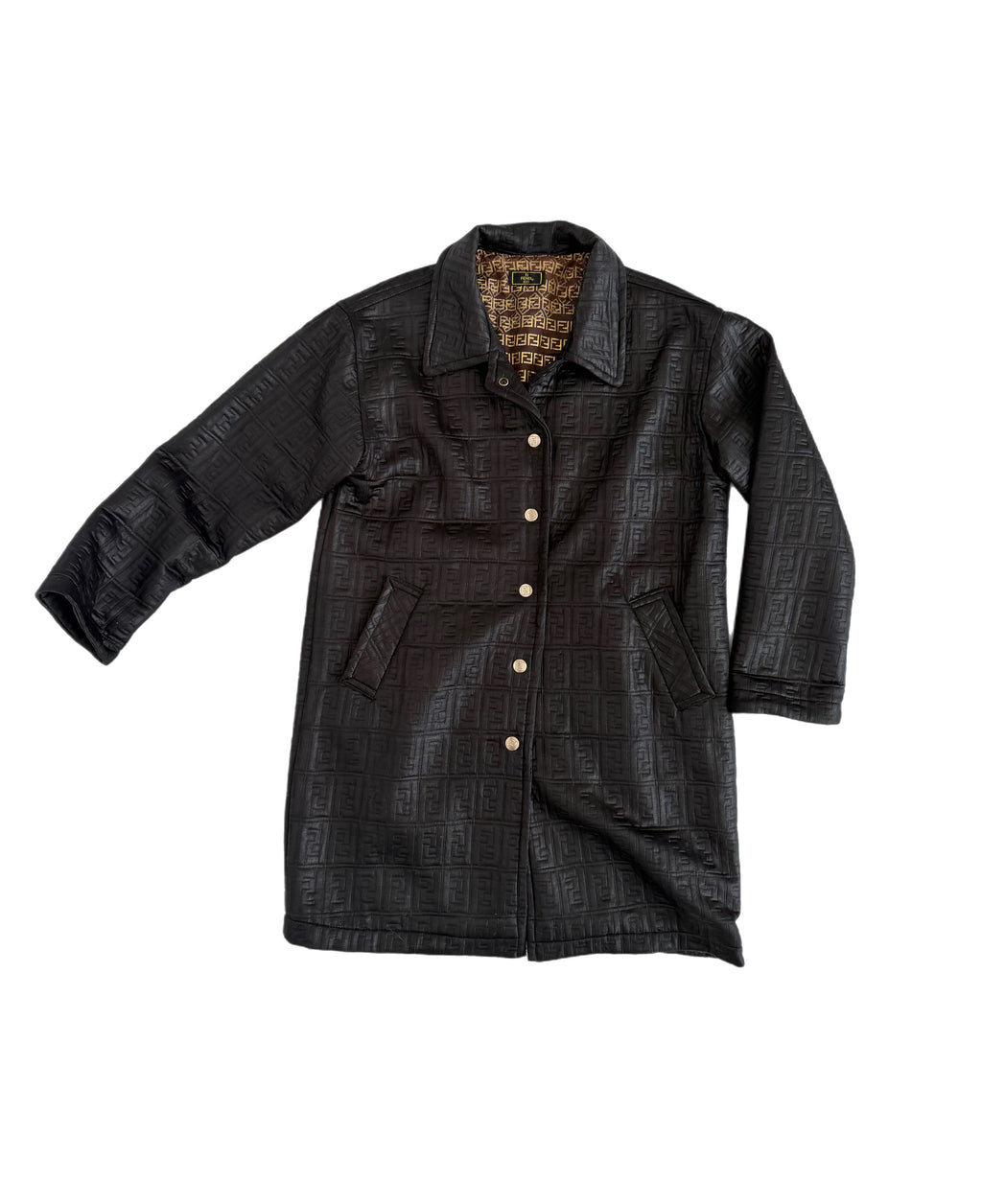 Fendi Mare FF Embossed Polyester Padded Outercoat