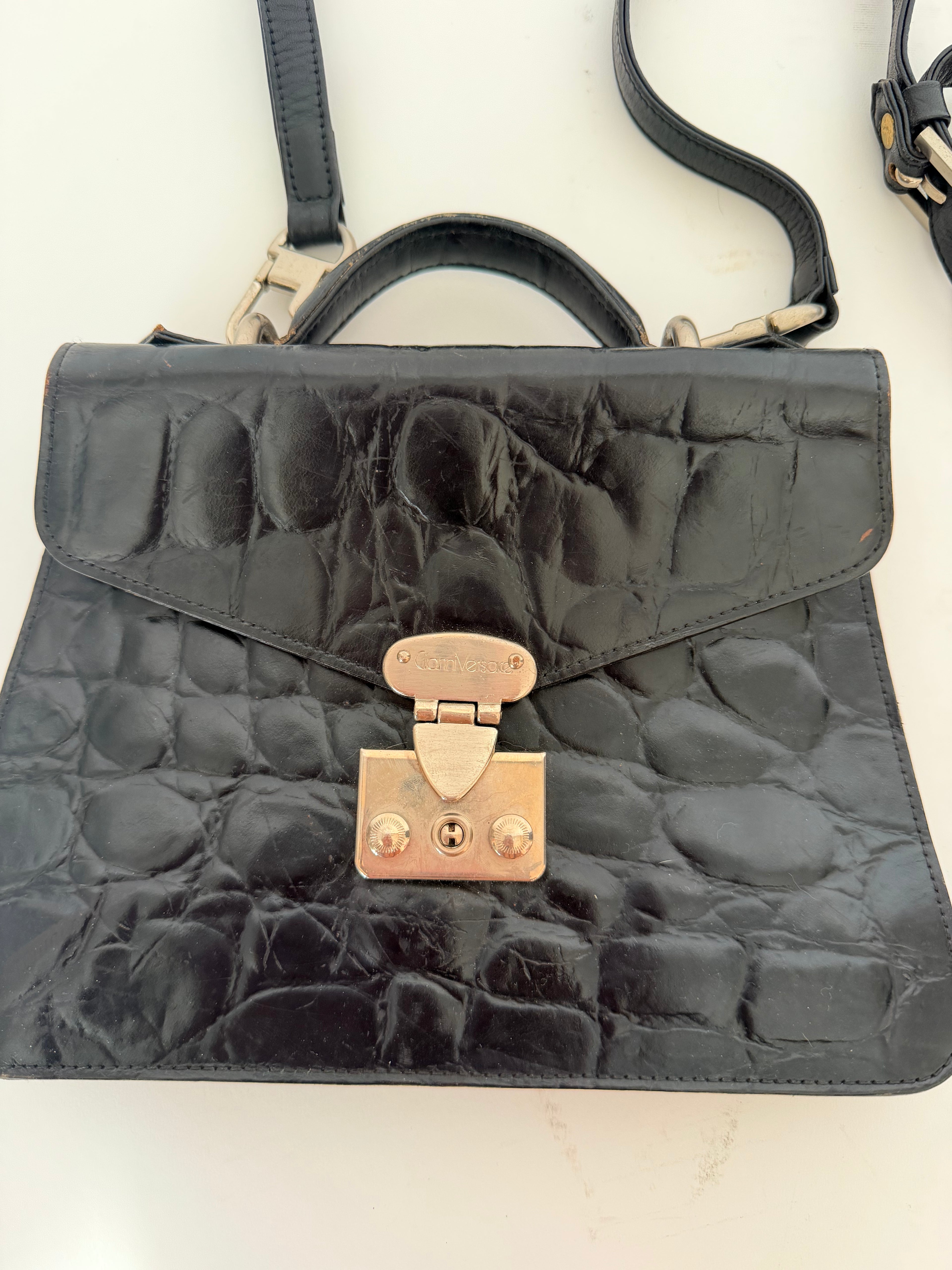 Gianni Versace Faux Croc-Embossed Bag