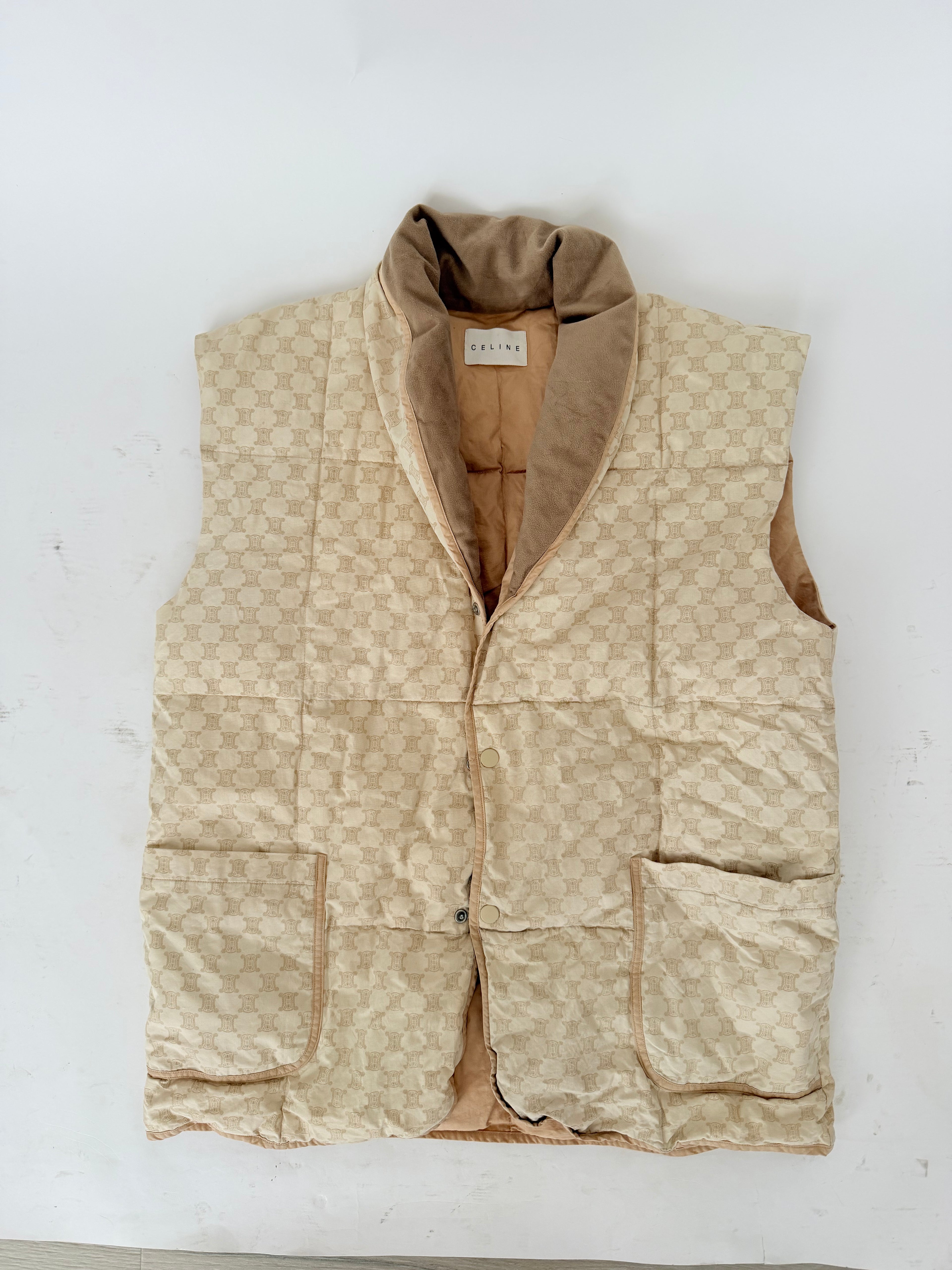 Celine Padded Nylon Vest with Monogram Logo
