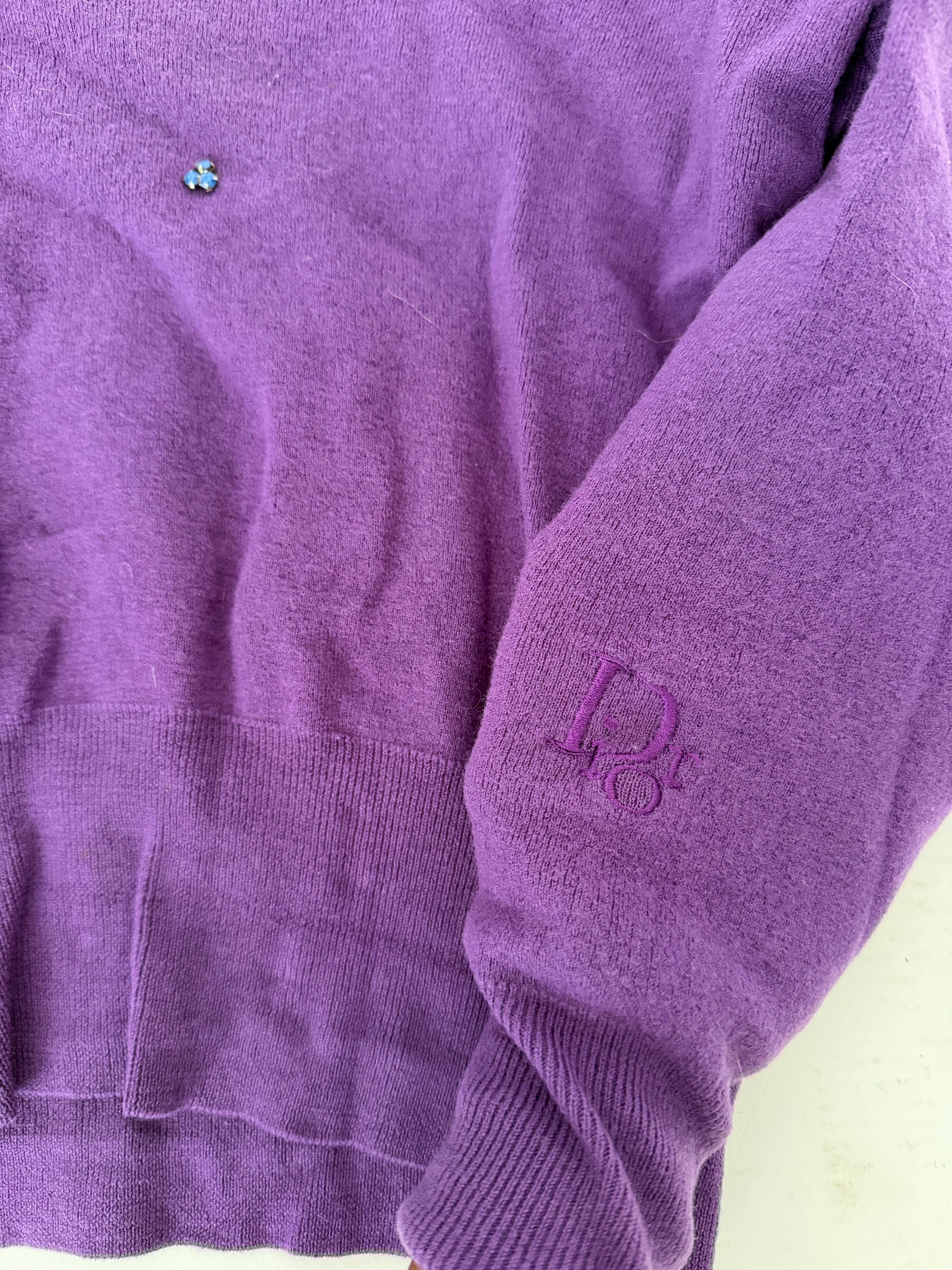 Christian Dior Purple Embellished Sweater size M