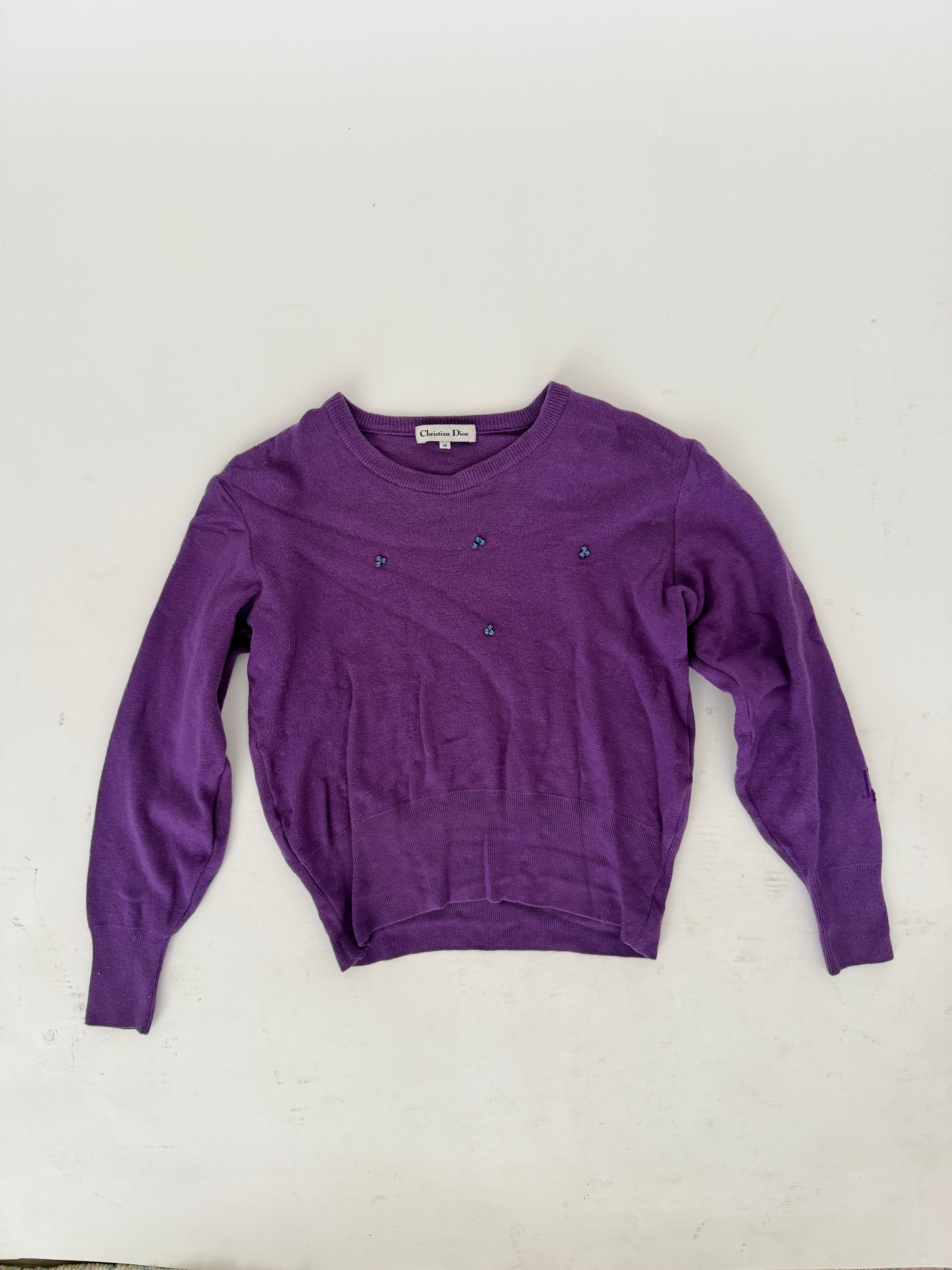 Christian Dior Purple Embellished Sweater size M