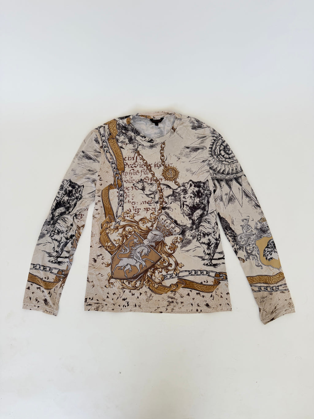 Roberto Cavalli Long Sleeve Printed Top in Medium