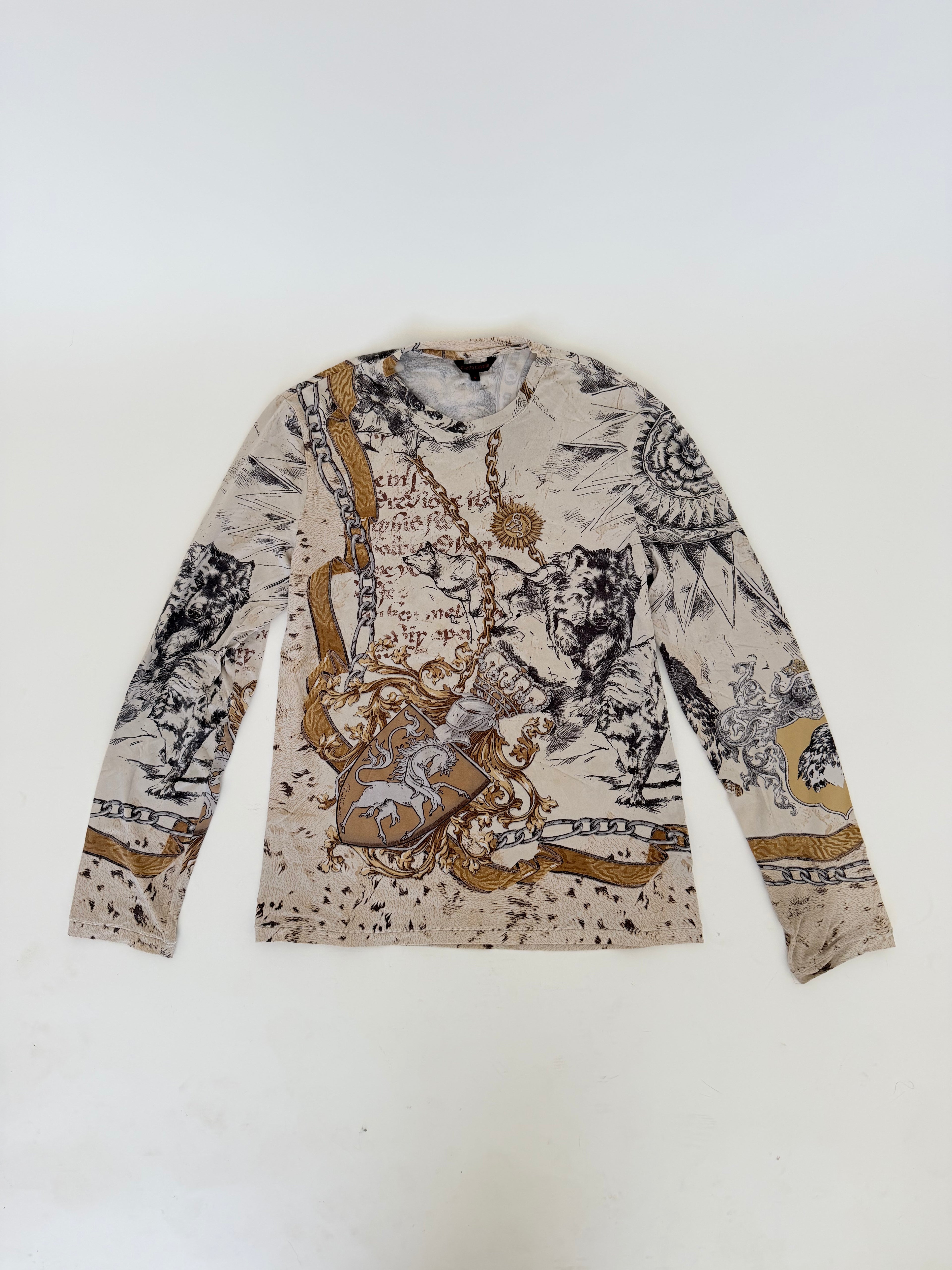 Roberto Cavalli Long Sleeve Printed Top in Medium