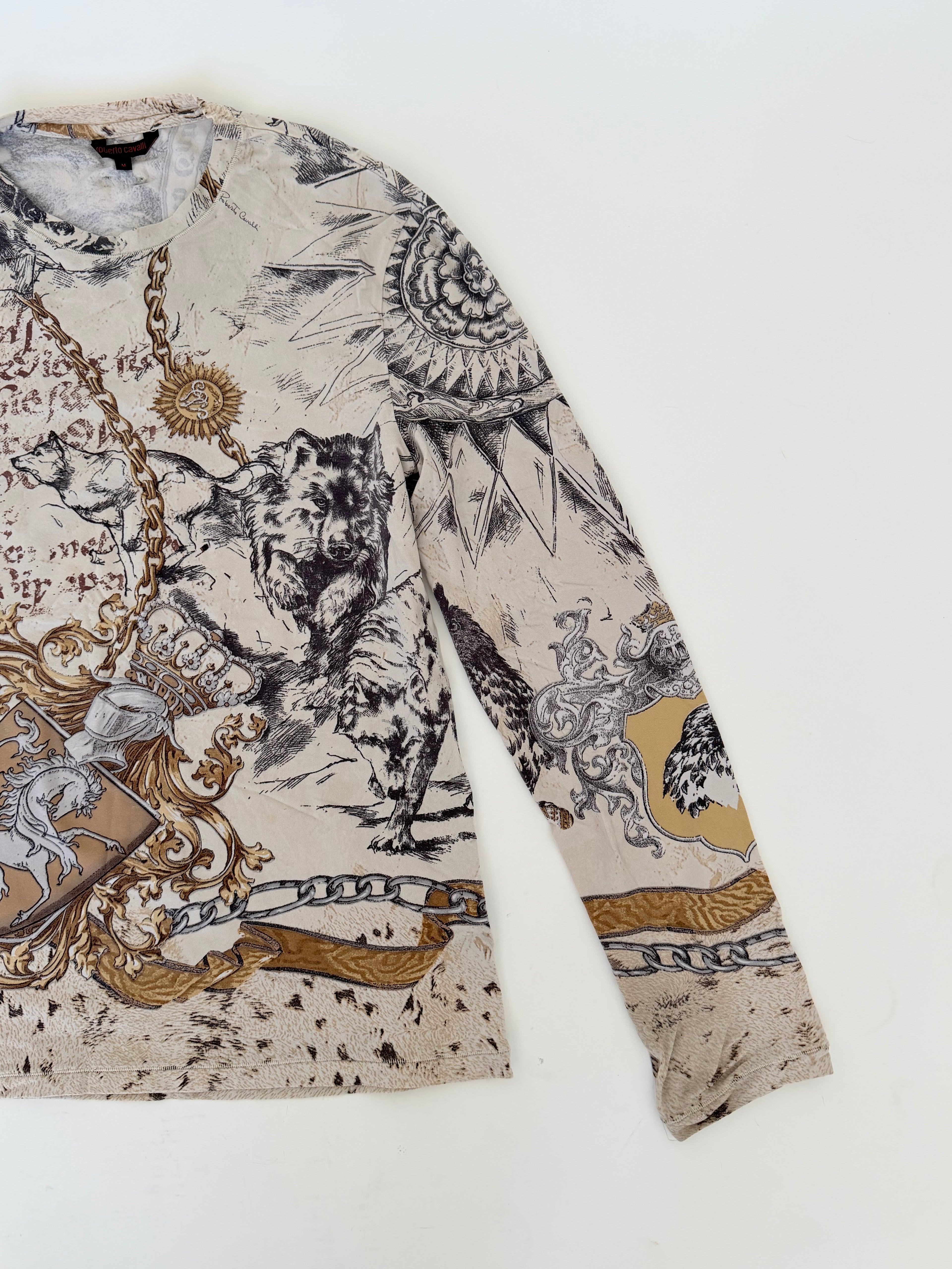 Roberto Cavalli Long Sleeve Printed Top in Medium