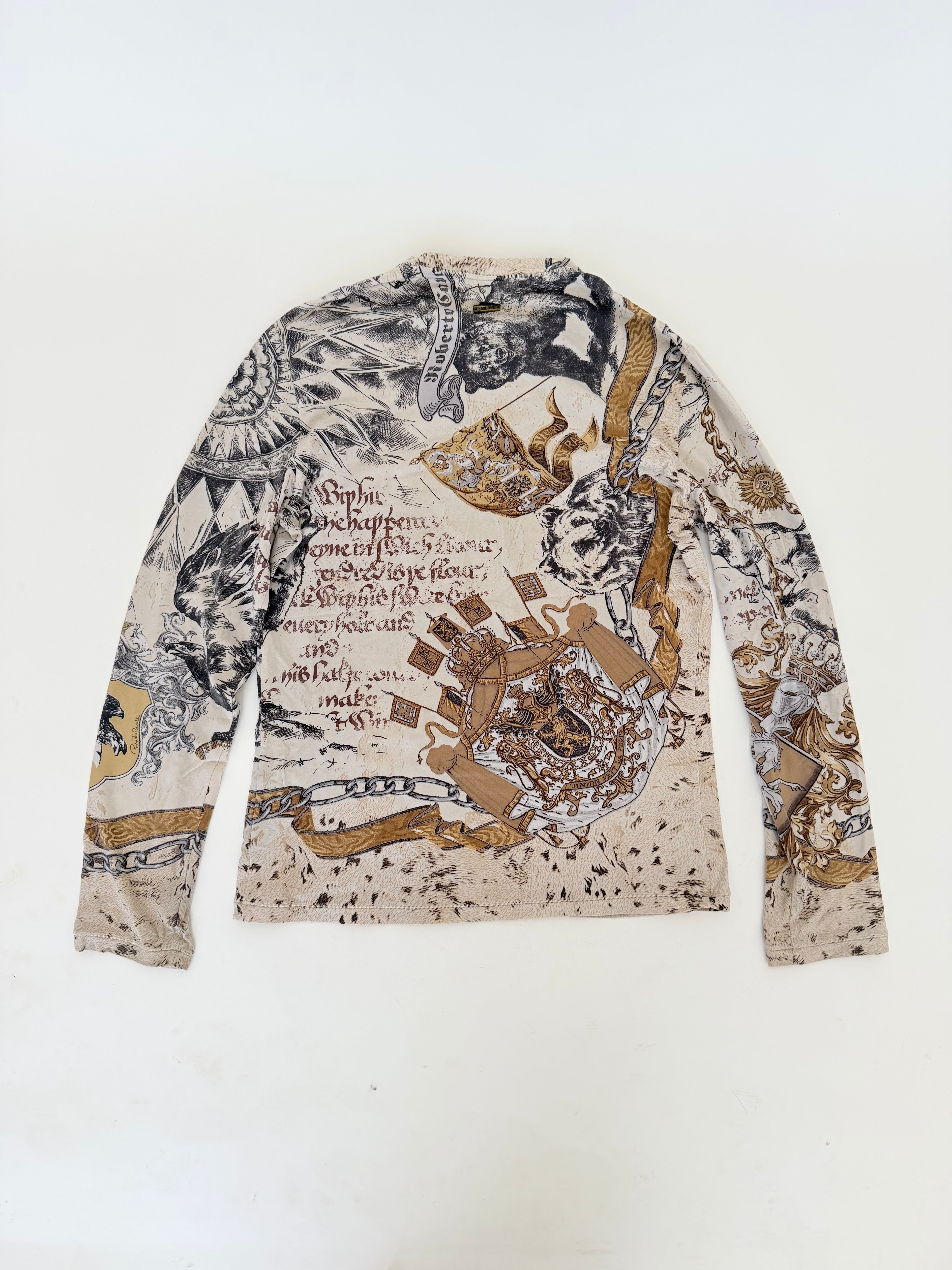 Roberto Cavalli Long Sleeve Printed Top in Medium