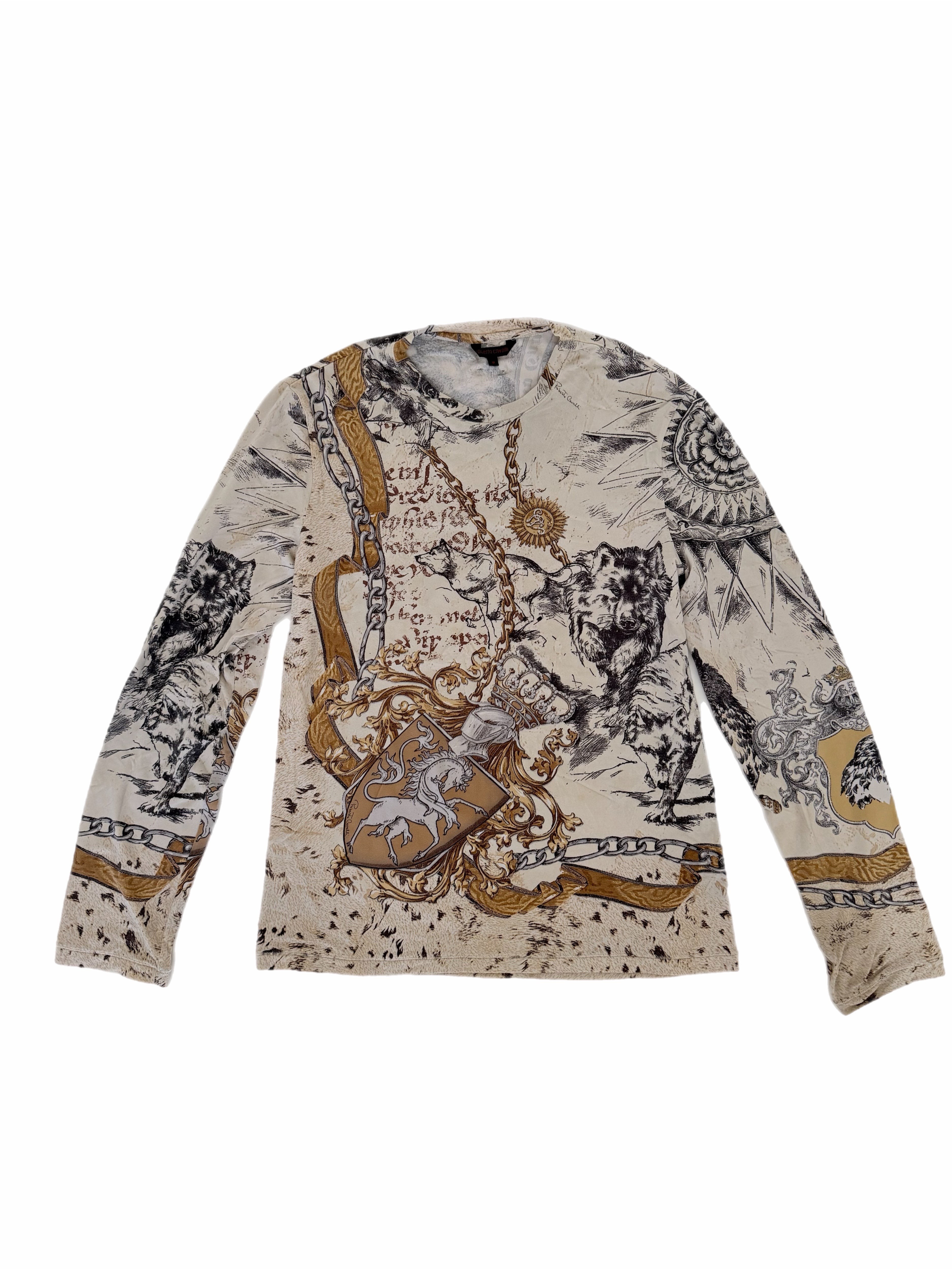 Roberto Cavalli Long Sleeve Printed Top in Medium
