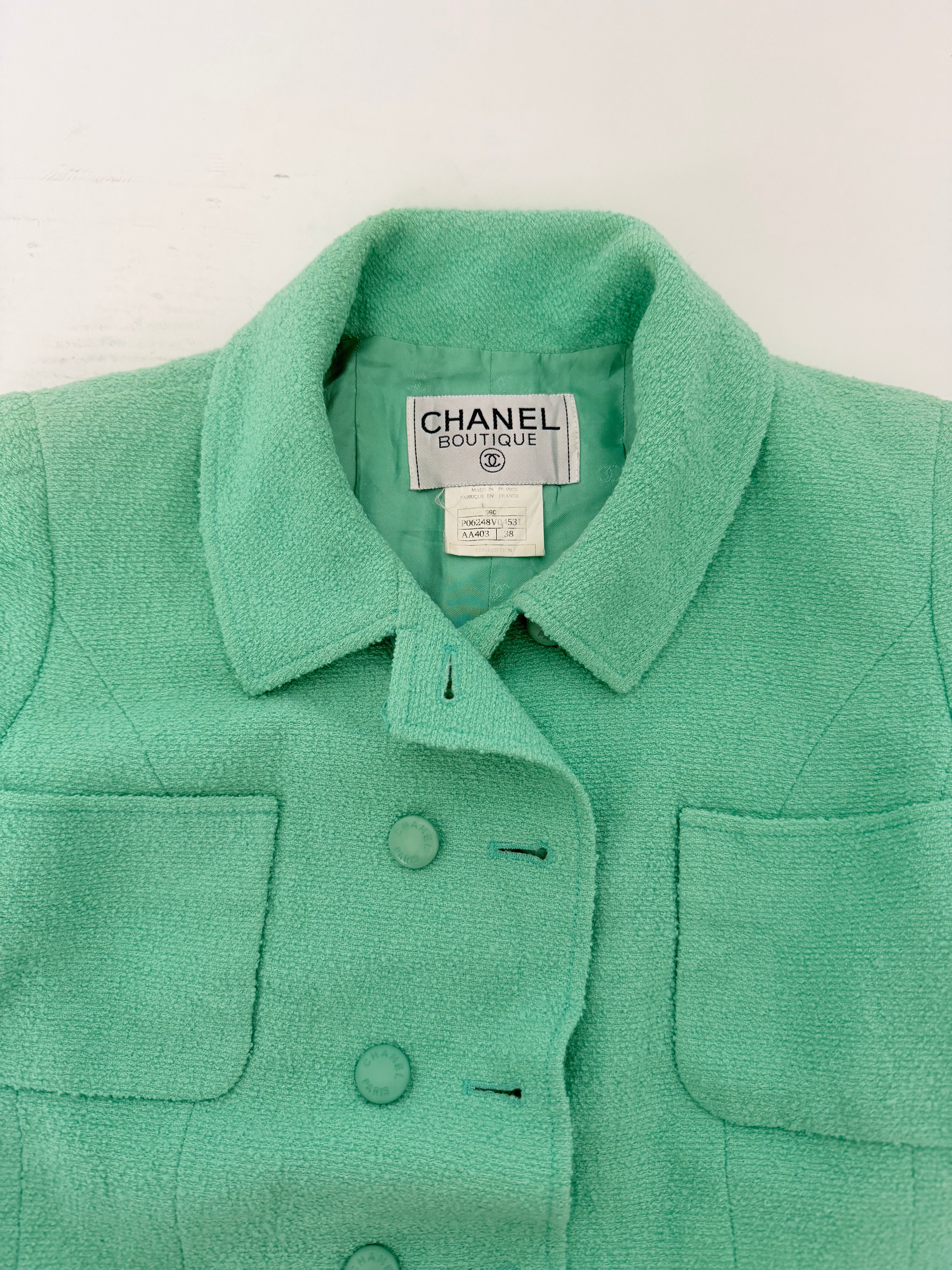 Chanel Boucle Jacket in Seafoam Green