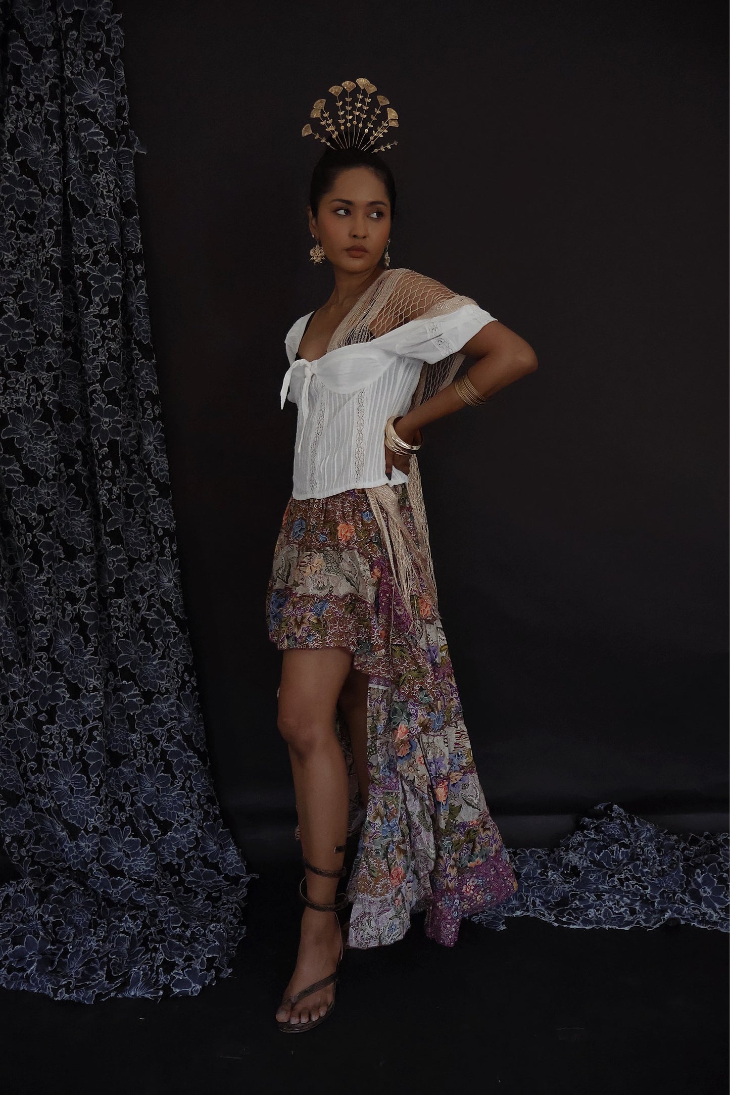 Bima Tiered Ruffled Batik Skirt