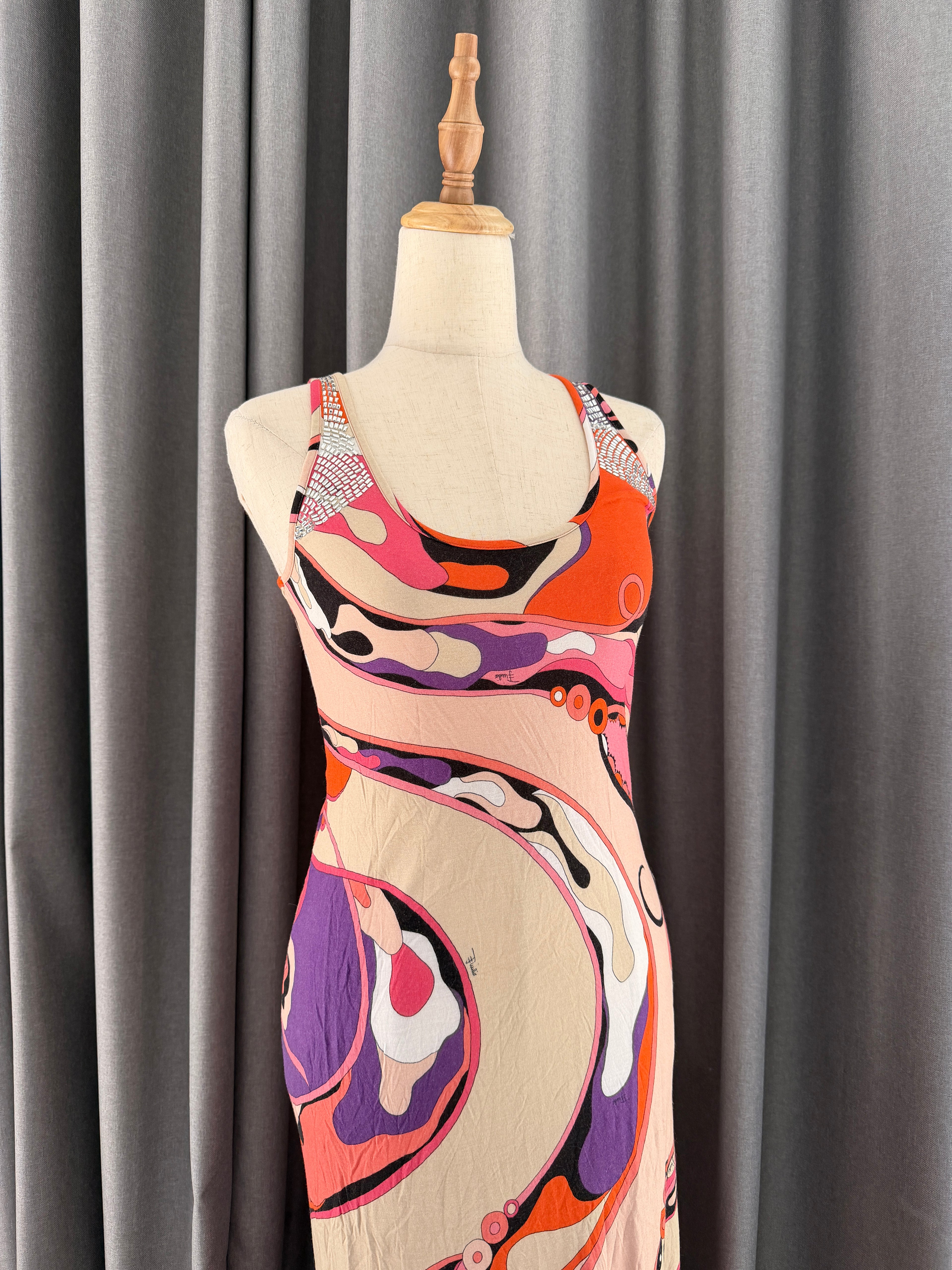 Emilio Pucci Stretch Jersey Dress in Multicolor Swirls