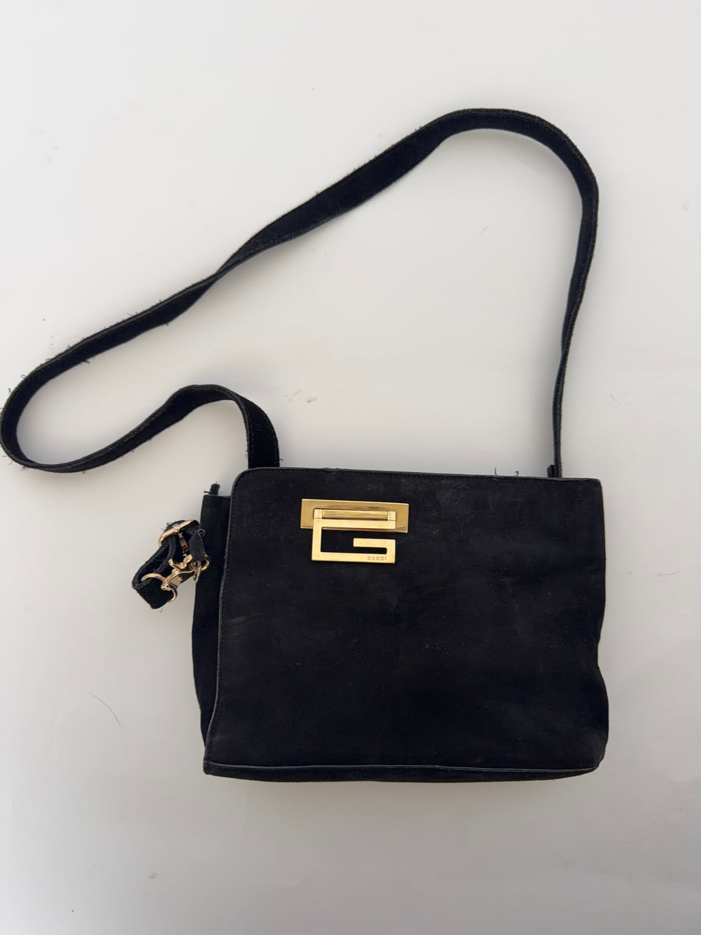 Gucci G-Frame Suede Crossbody Bag in Black