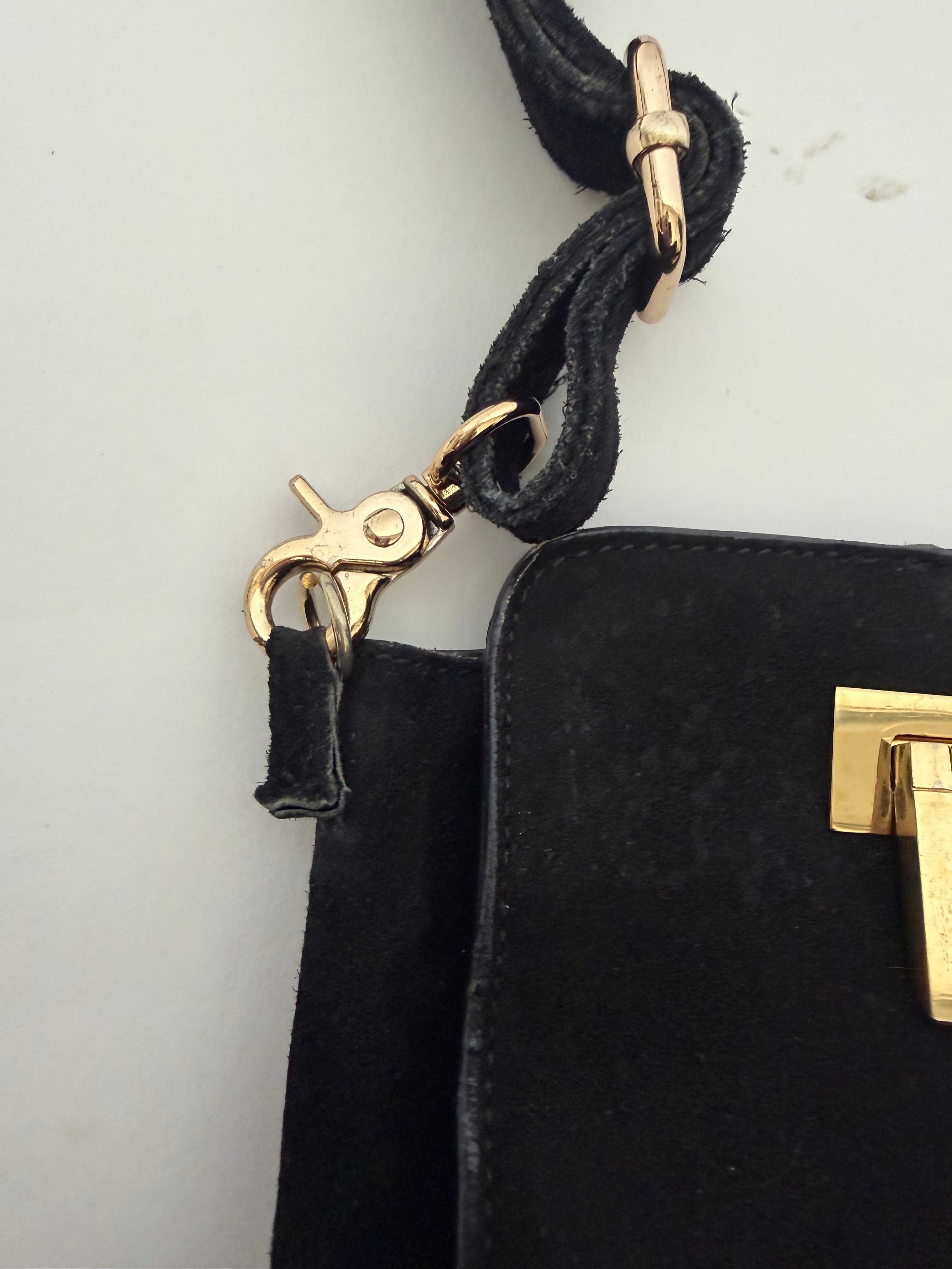 Gucci G-Frame Suede Crossbody Bag in Black
