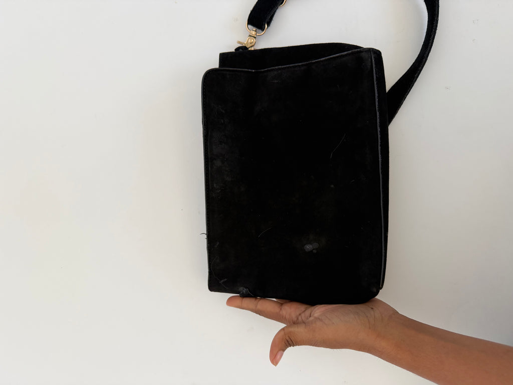 Gucci G-Frame Suede Crossbody Bag in Black