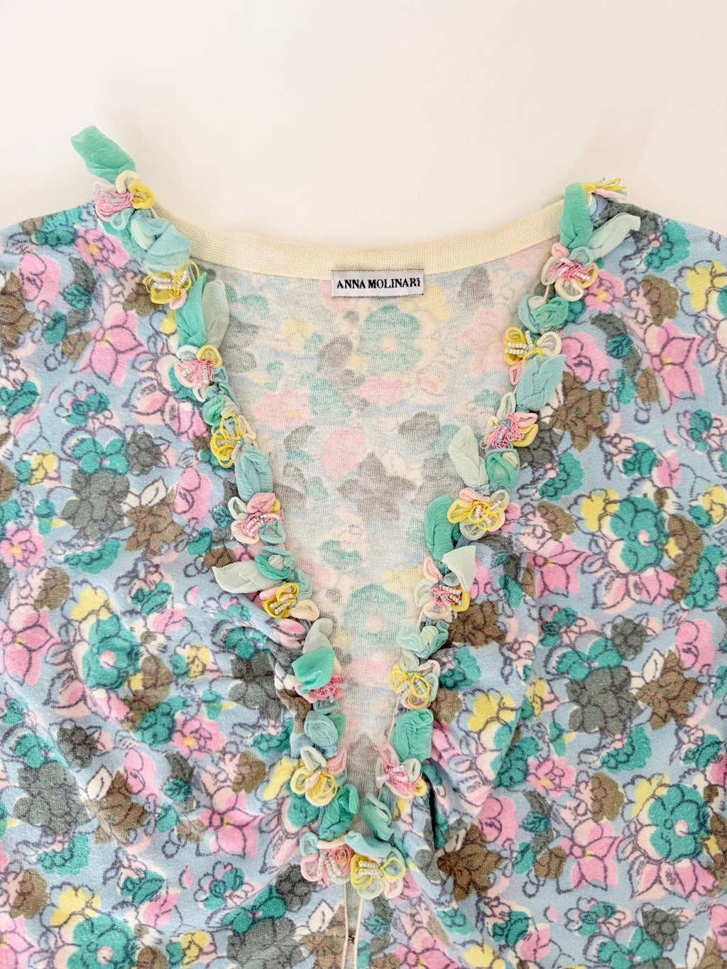 Anna Molinari Cardigan Blouse with Floral Details