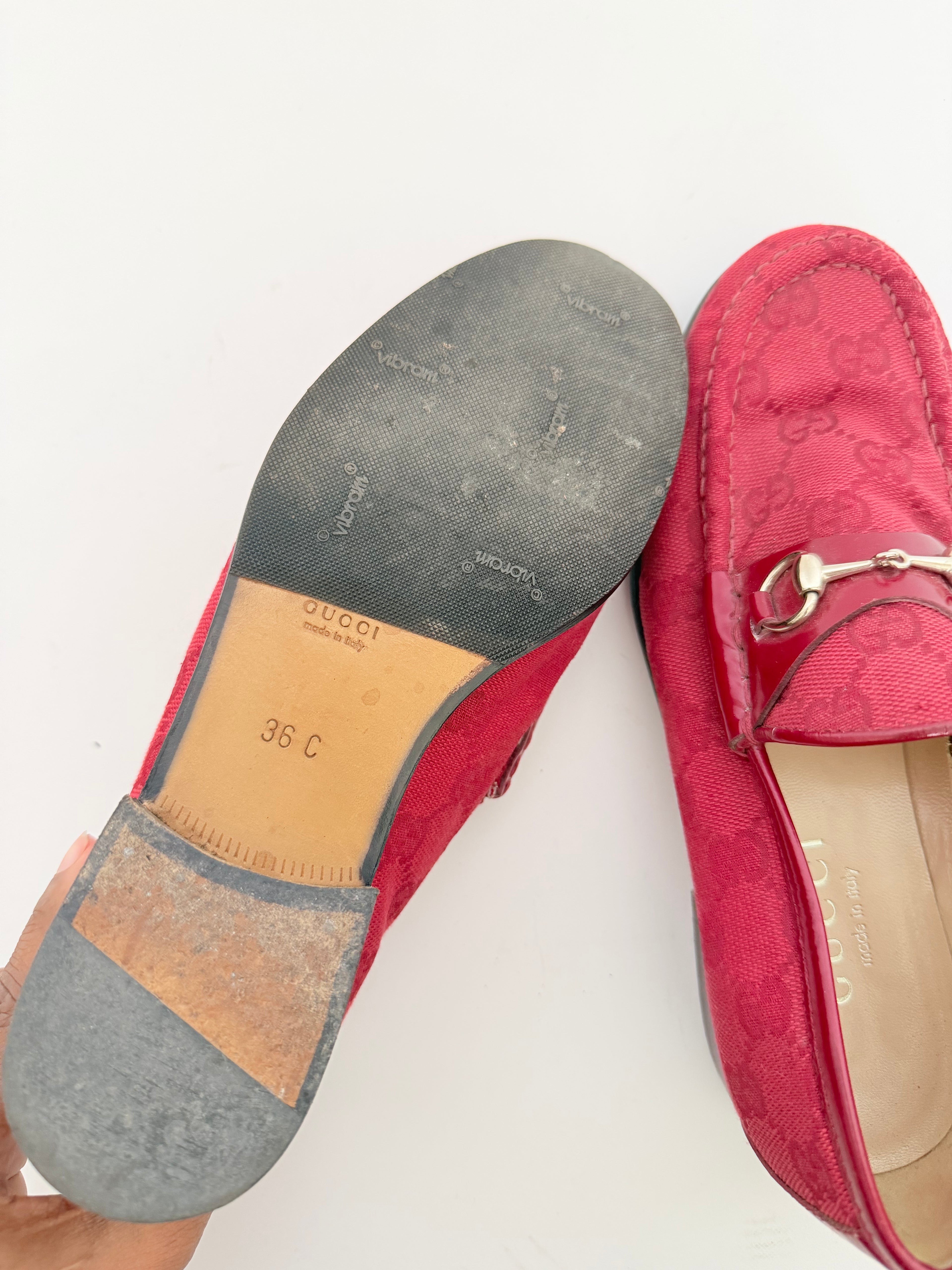 Gucci Monogram Loafers in Red