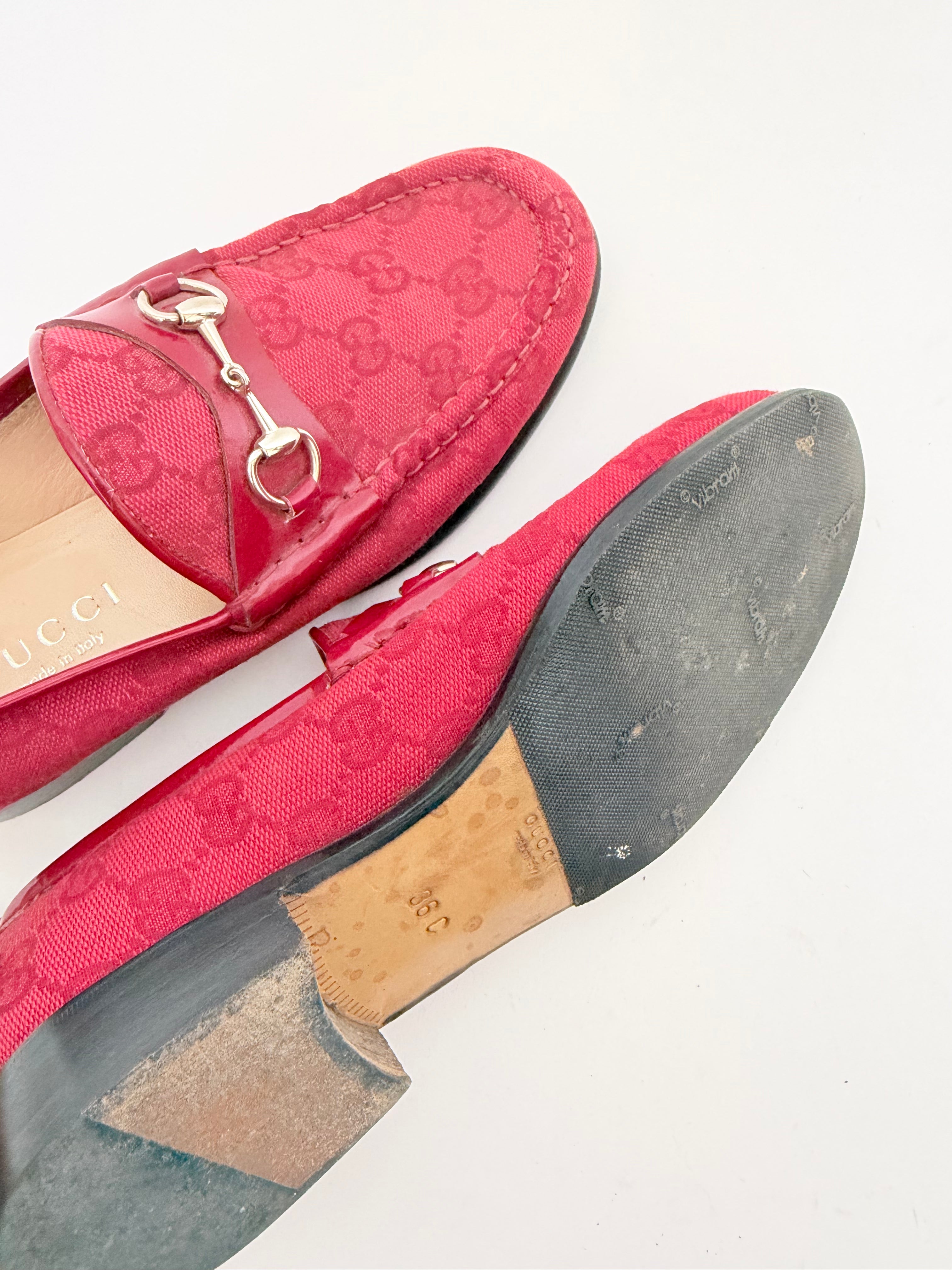 Gucci Monogram Loafers in Red