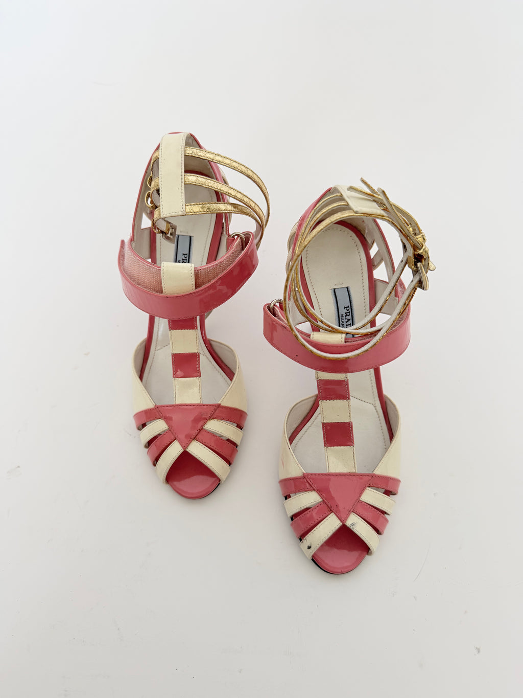 Prada SS16 Candy Striped Sandals in Size 37