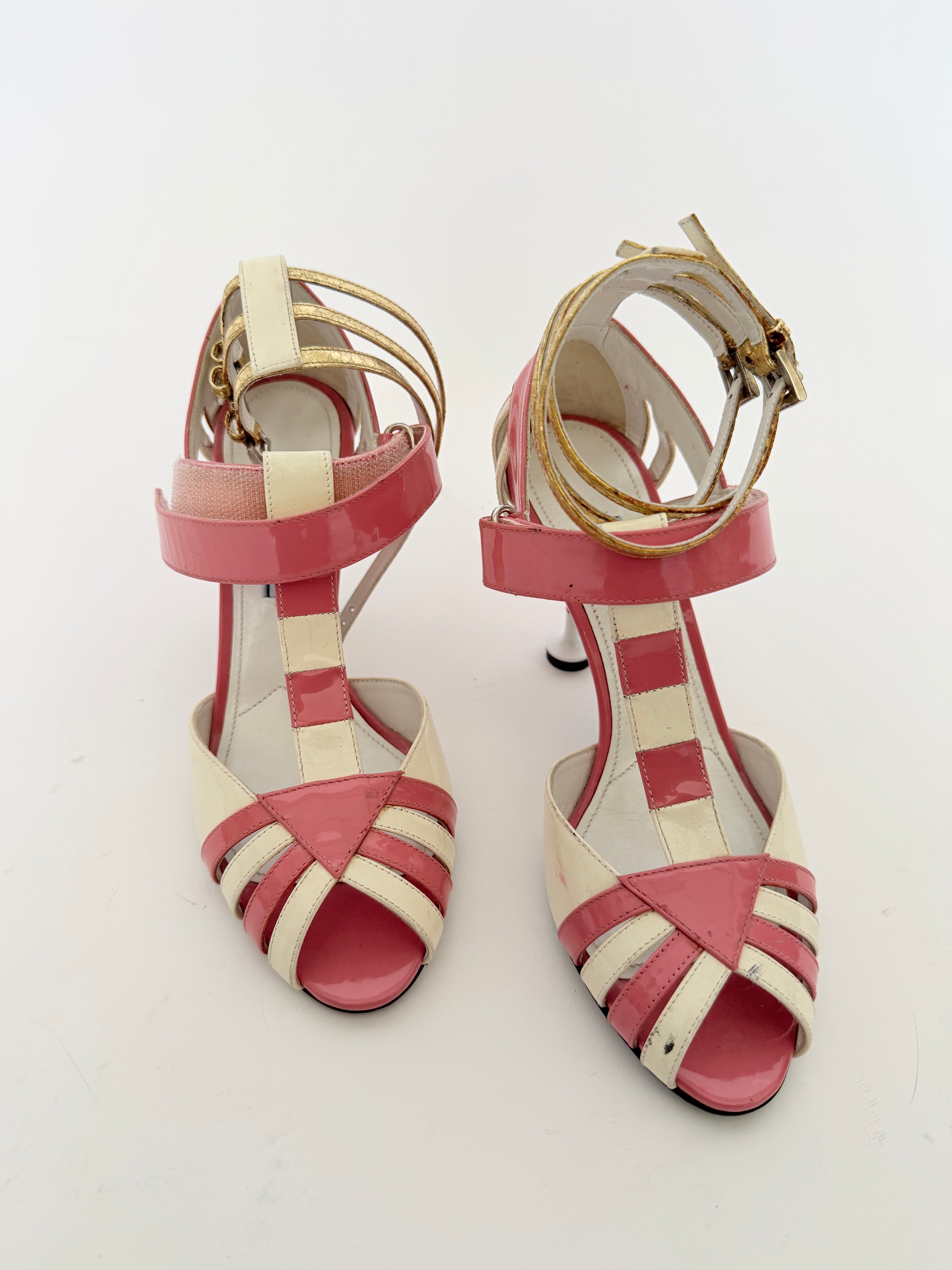 Prada SS16 Candy Striped Sandals in Size 37
