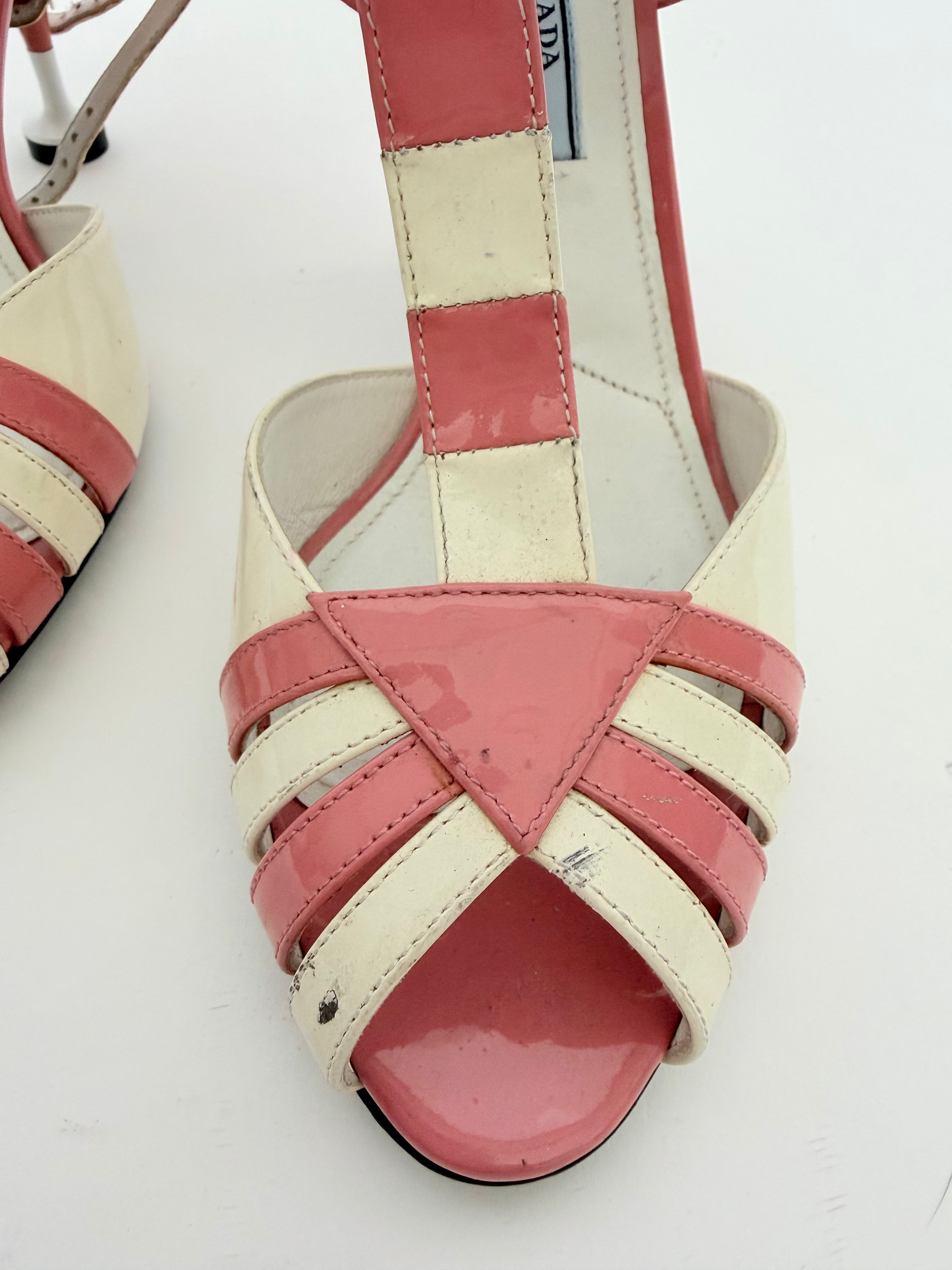 Prada SS16 Candy Striped Sandals in Size 37