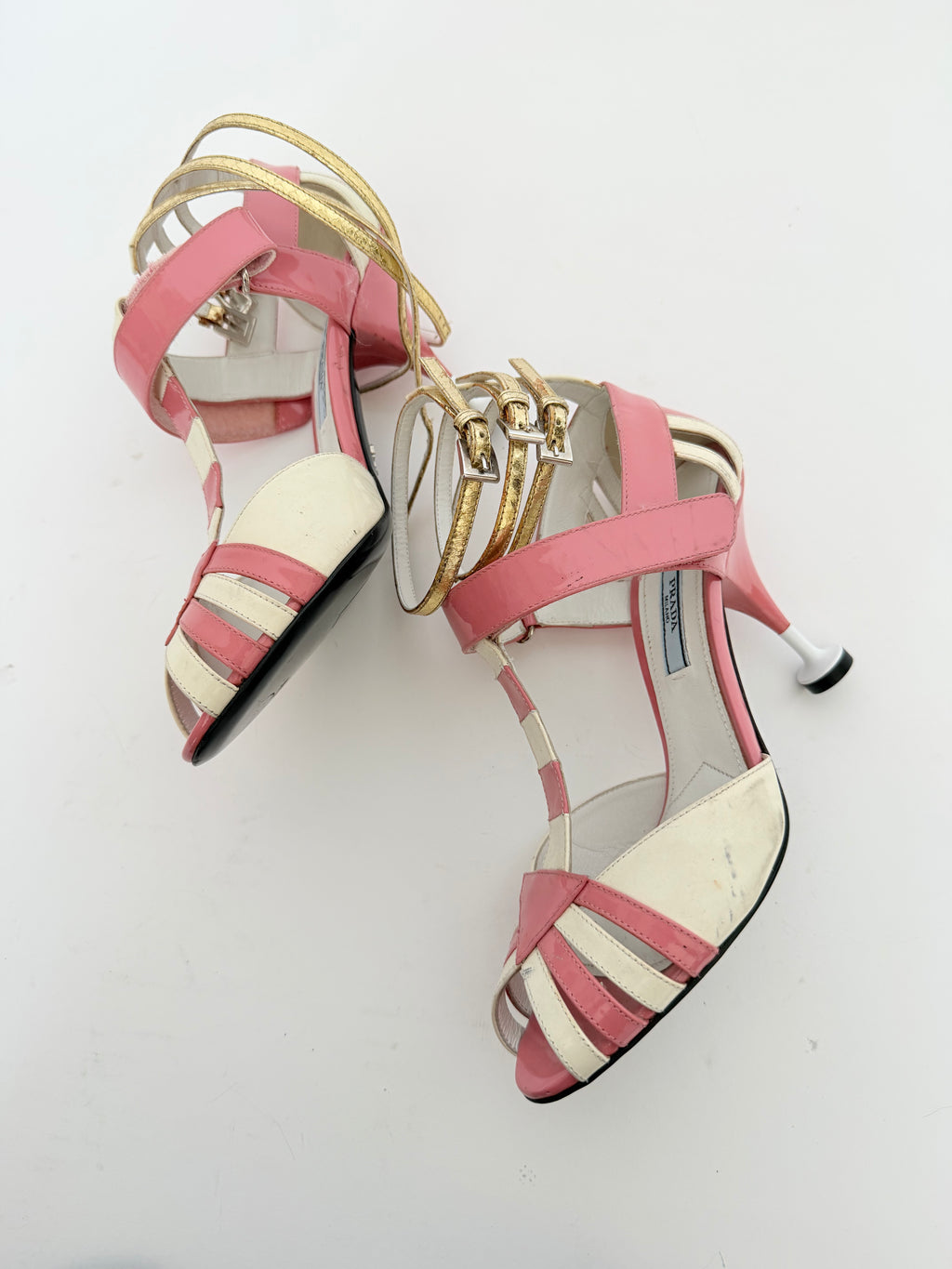 Prada SS16 Candy Striped Sandals in Size 37