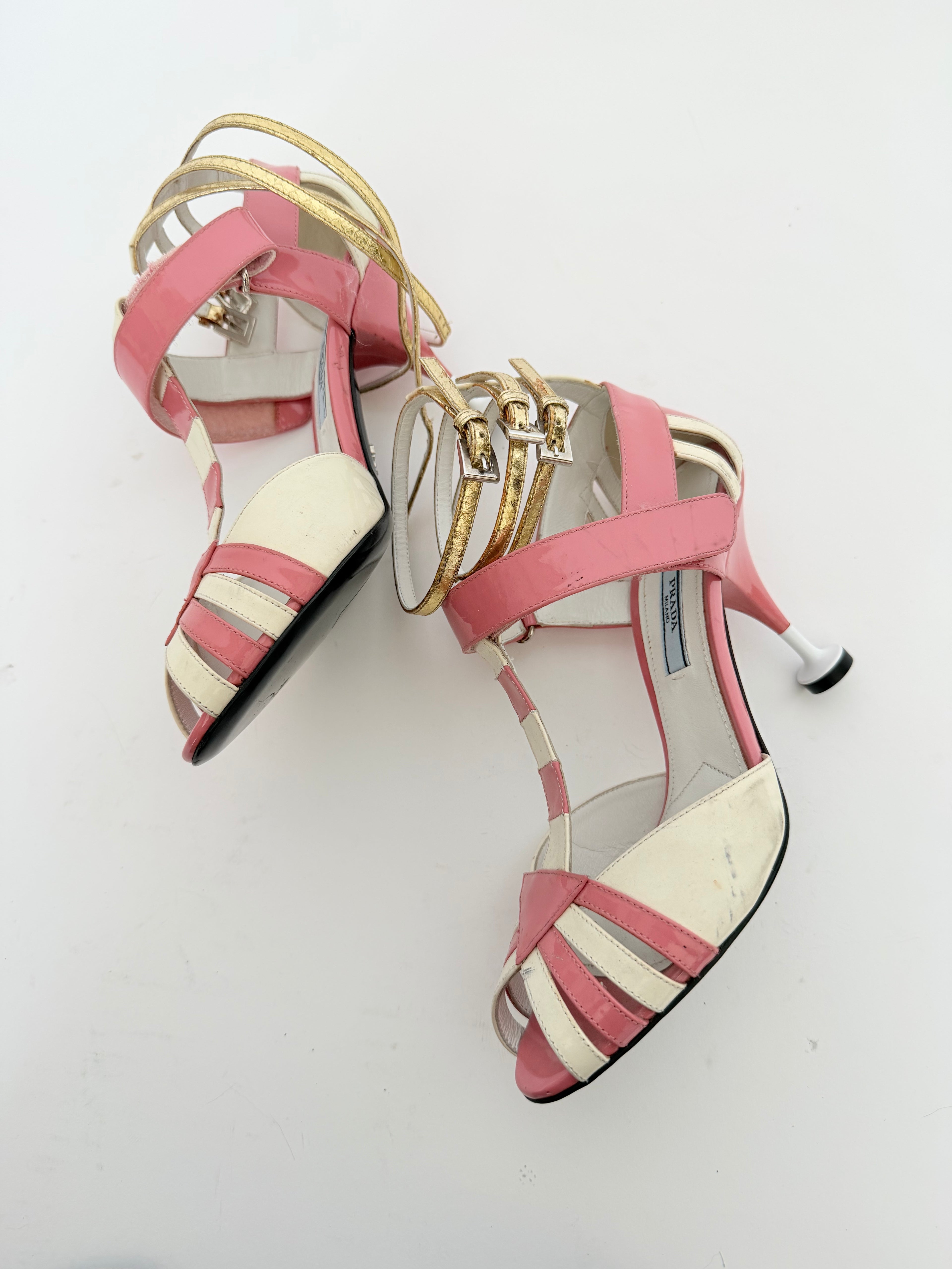 Prada SS16 Candy Striped Sandals in Size 37