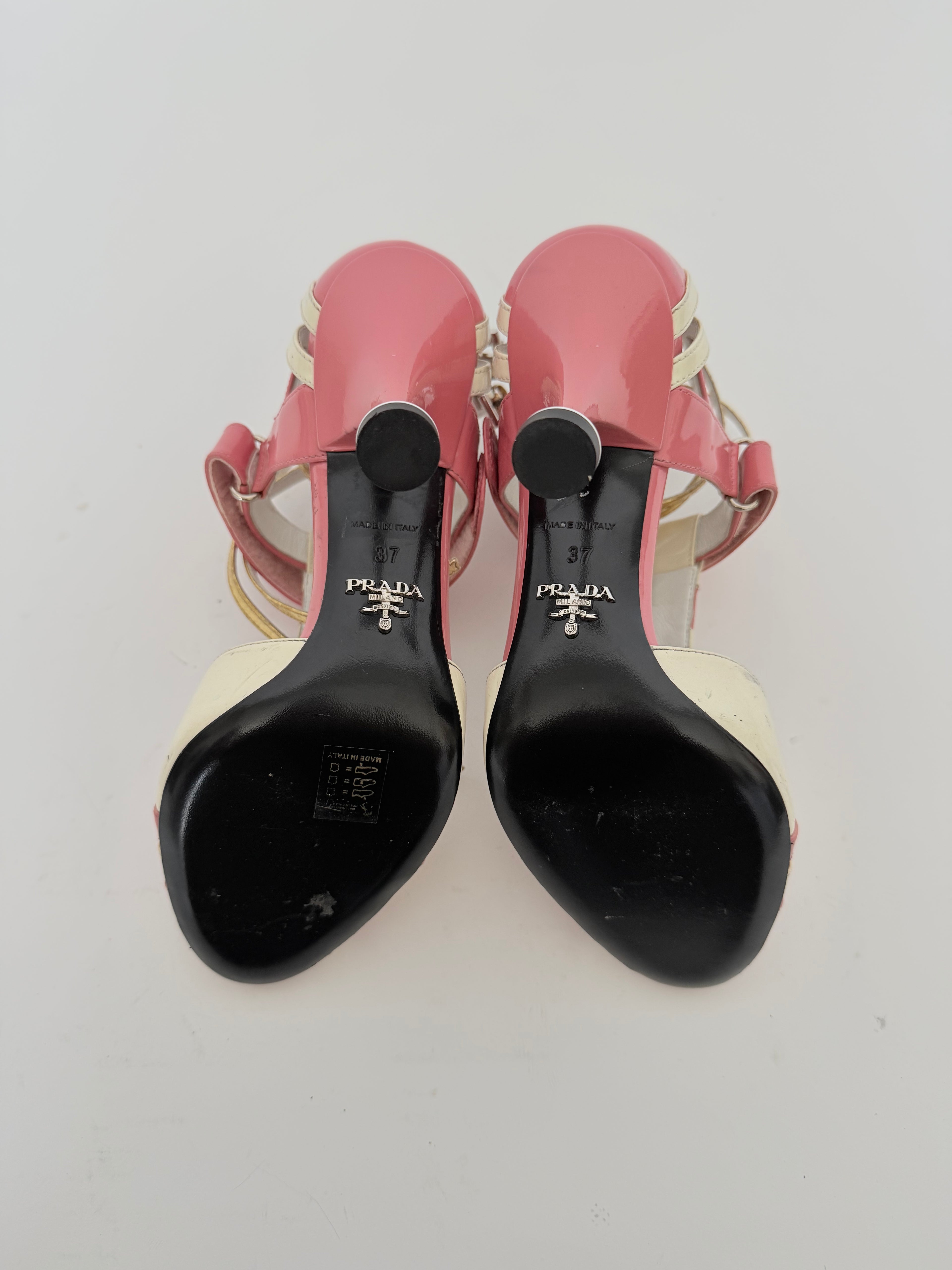 Prada SS16 Candy Striped Sandals in Size 37