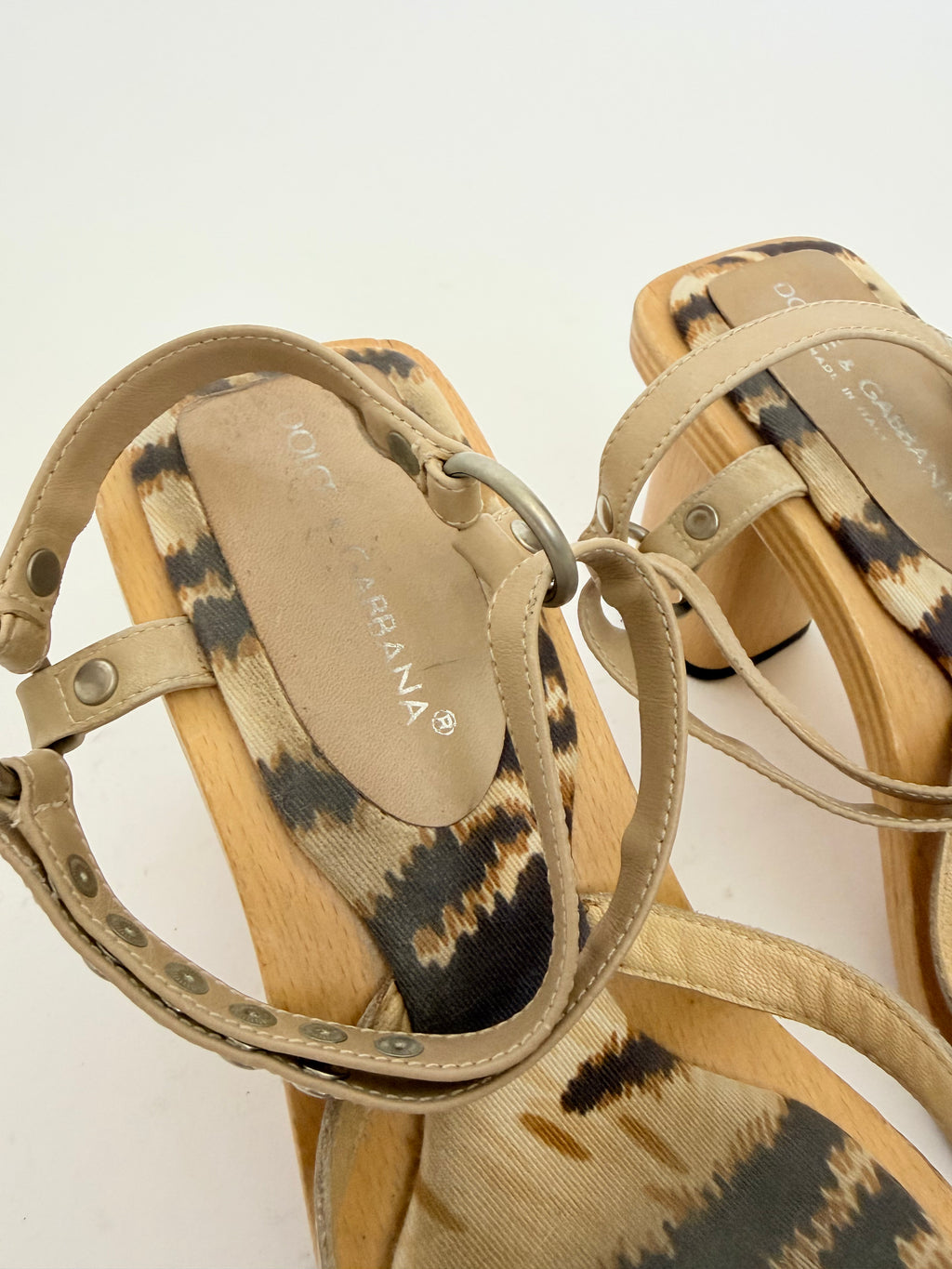 Dolce and Gabanna Tiger Printed Wooden Sandals size 39.5