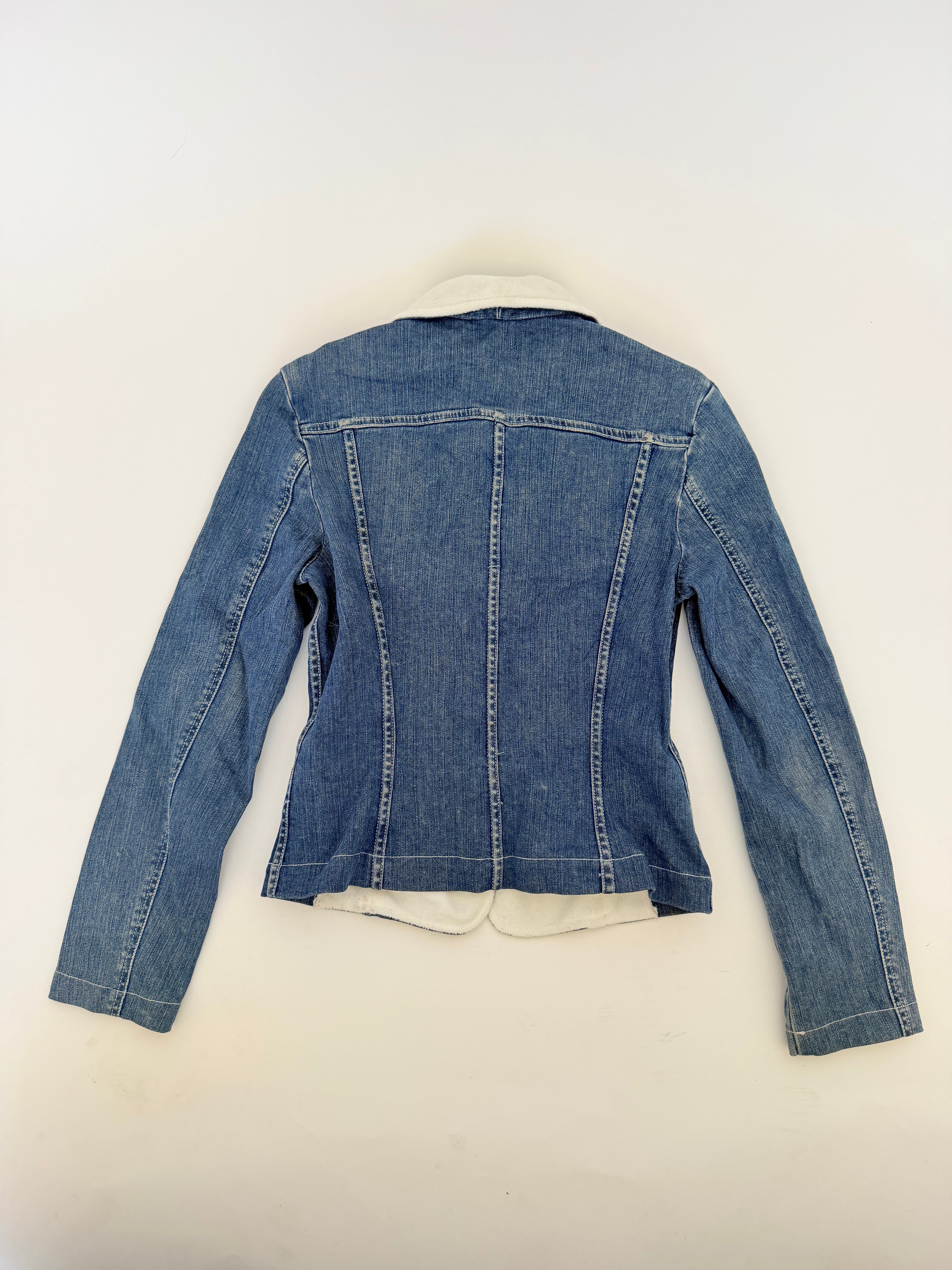 Dolce and Gabbana Denim Fitted Jacket with White Lapel