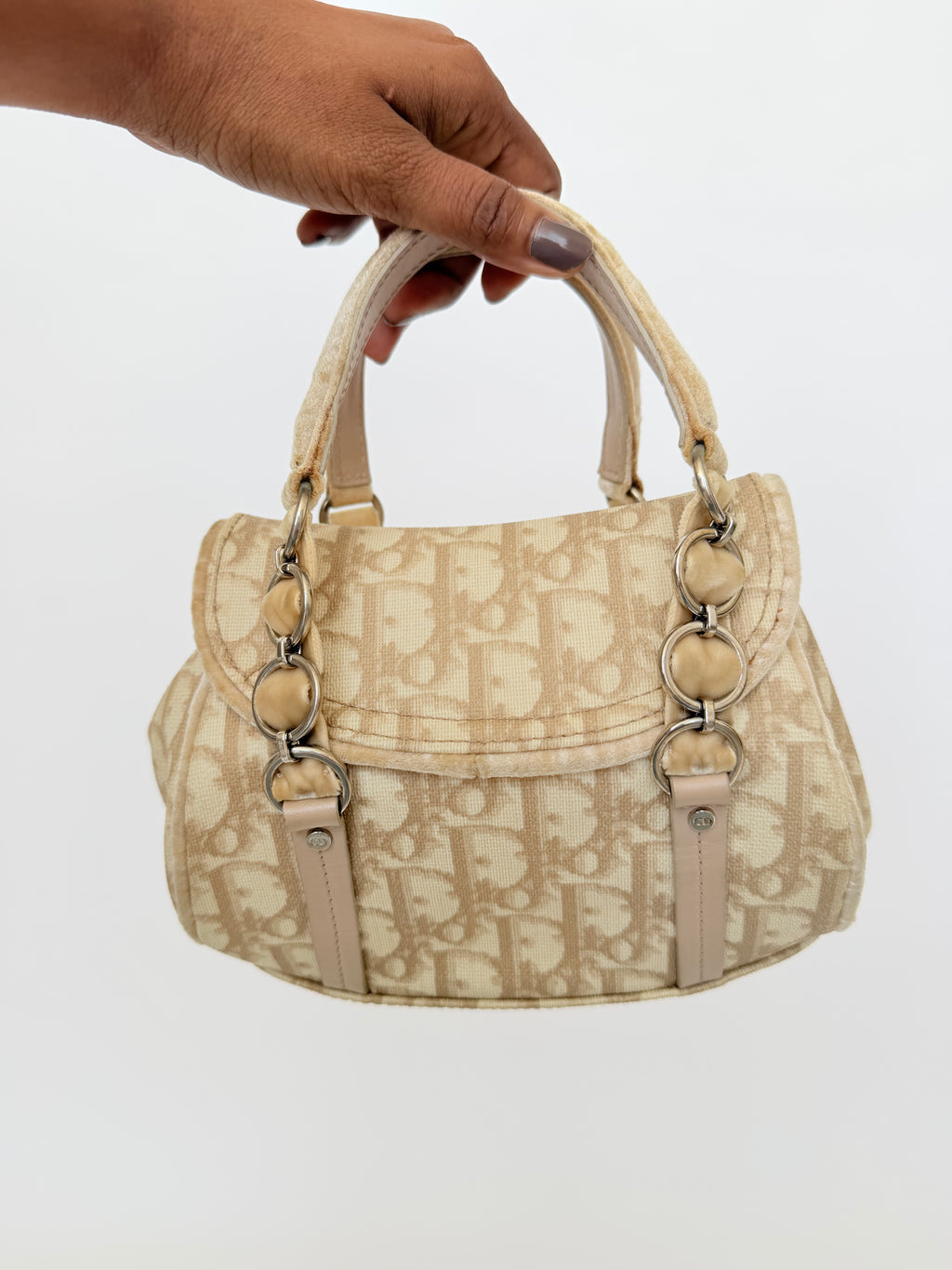 Christian Dior Trotter Romantic Monogram Bag in Beige Small