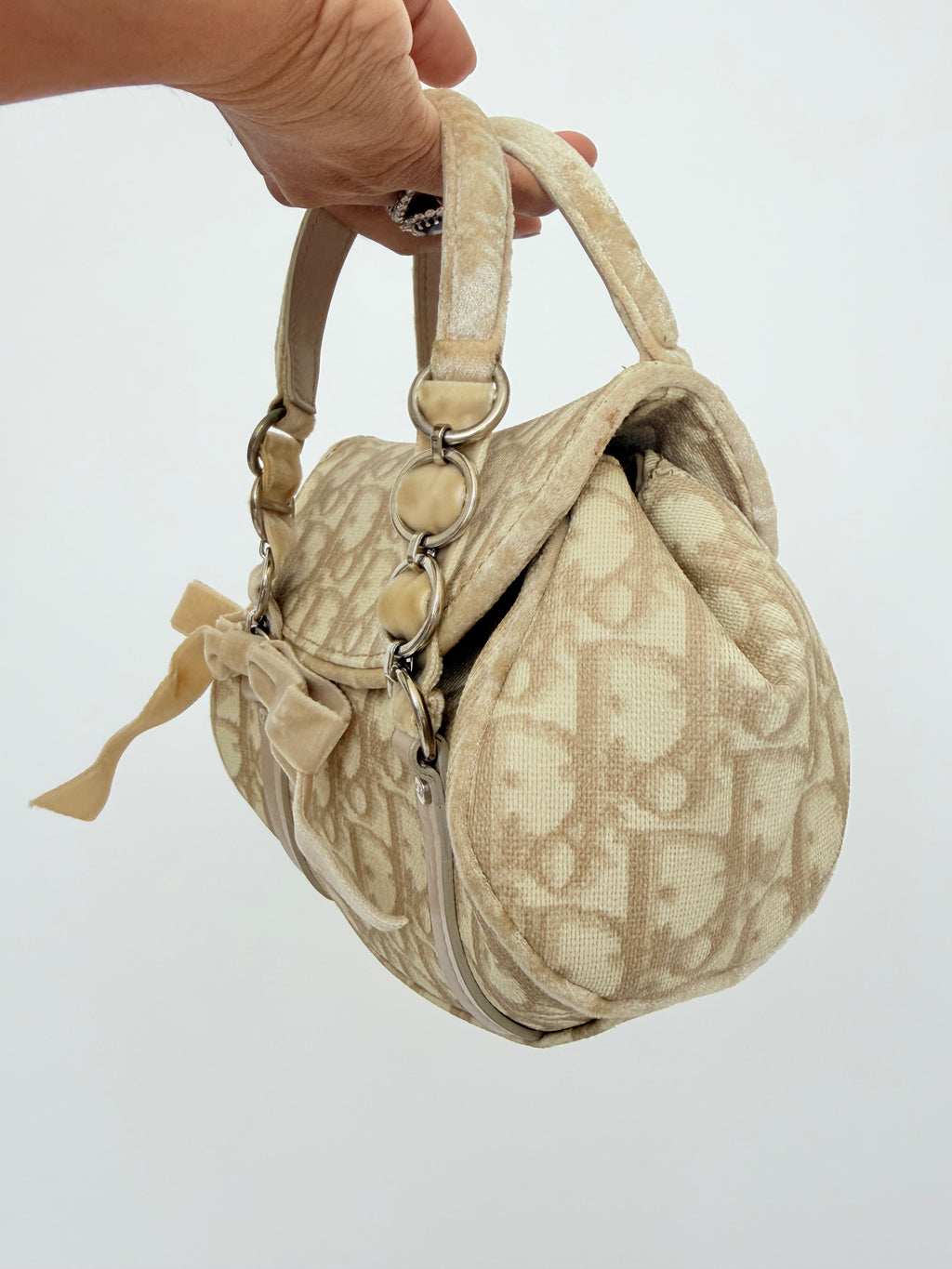 Christian Dior Trotter Romantic Monogram Bag in Beige Small